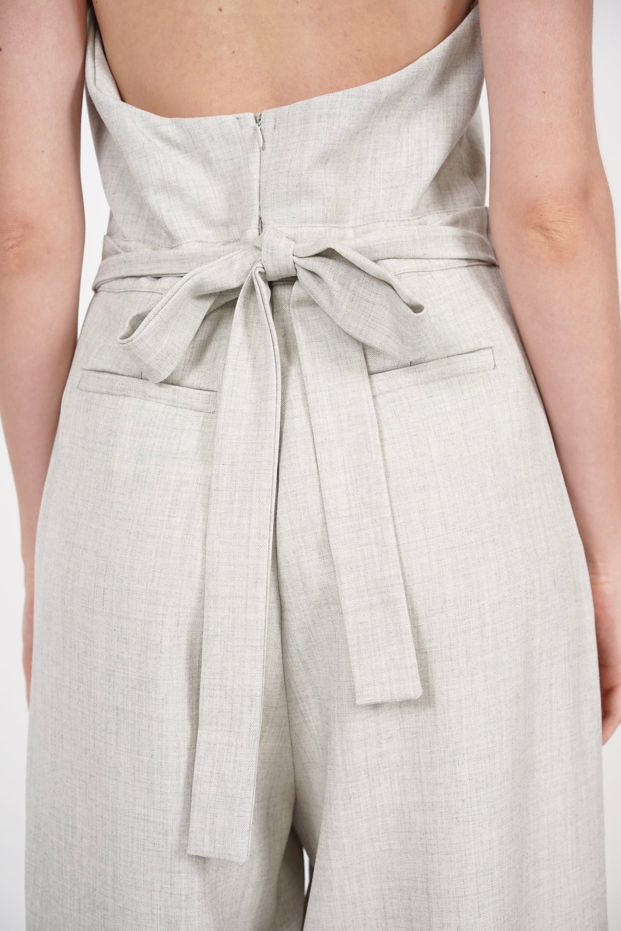 Bare-Back Wrap Jumpsuit in Oat