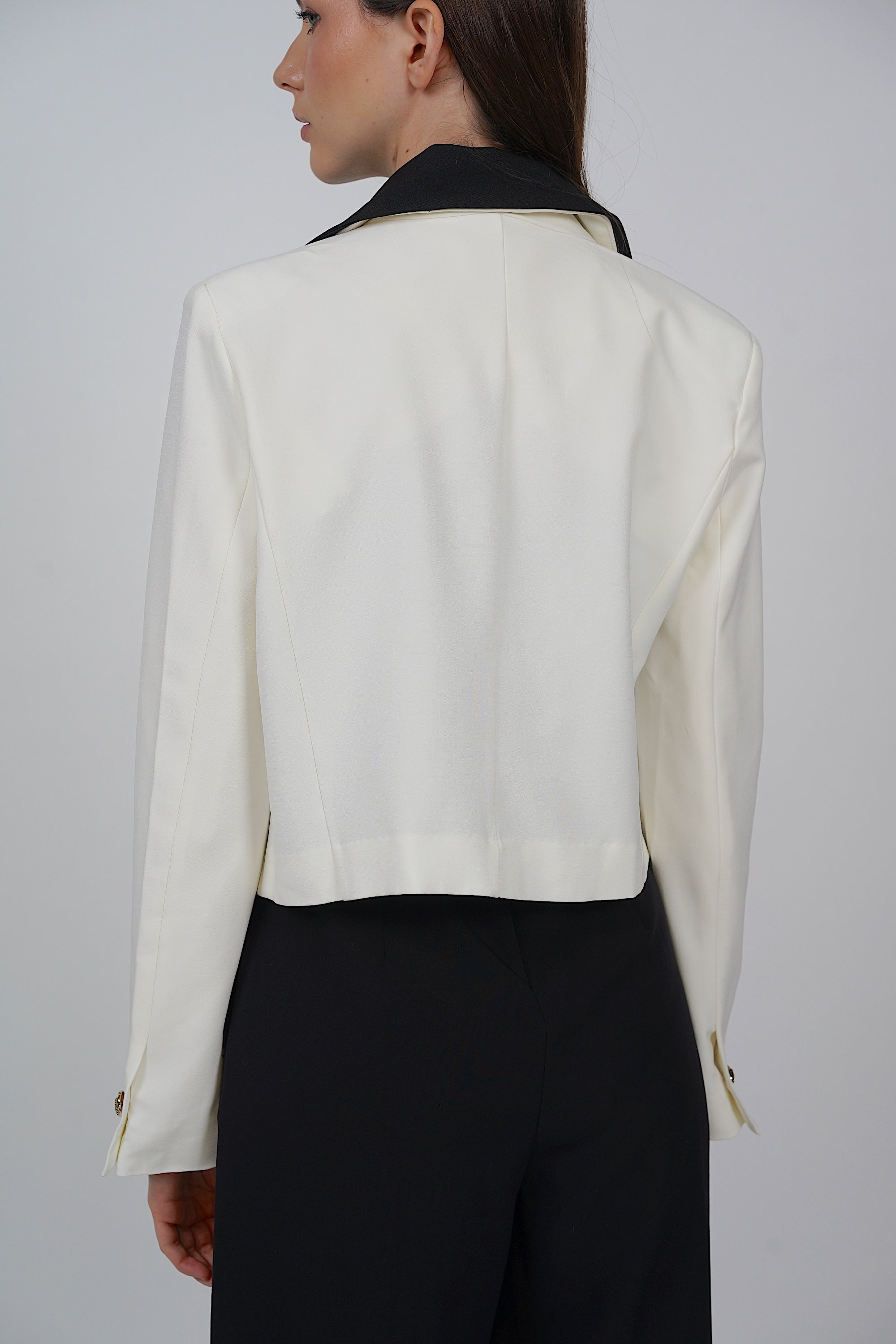 Tailored Contrast Blazer Jacket in White