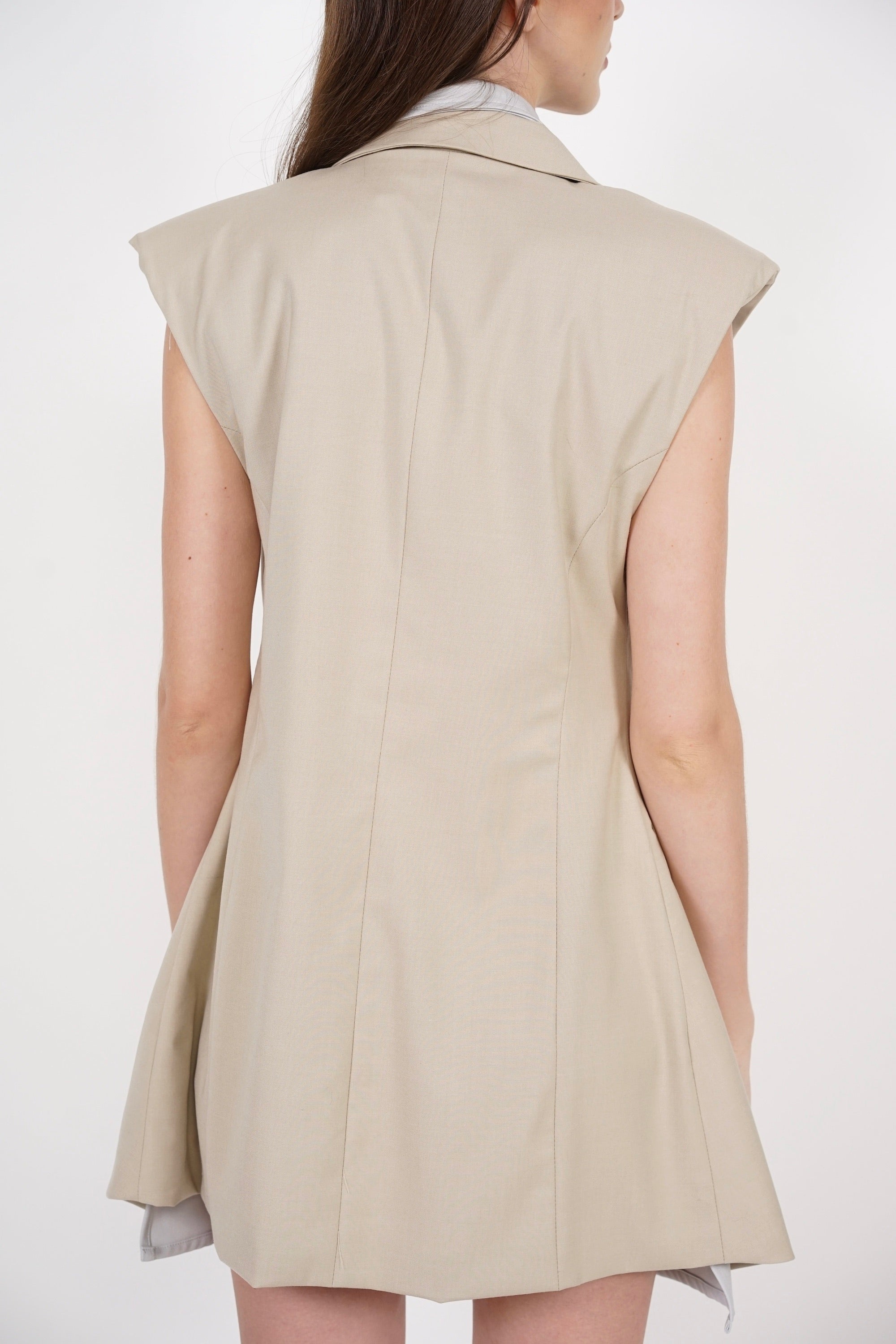 Layered Vest Top in Beige Grey