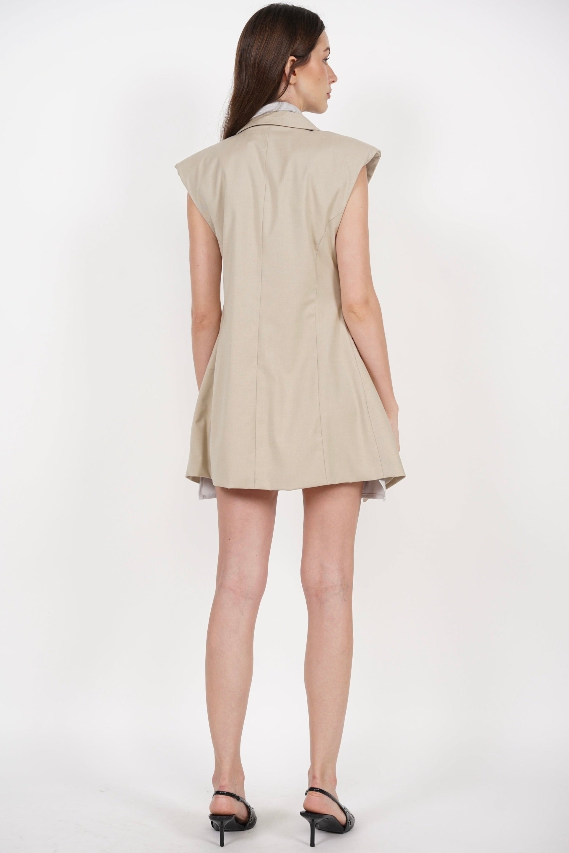 Layered Vest Top in Beige Grey