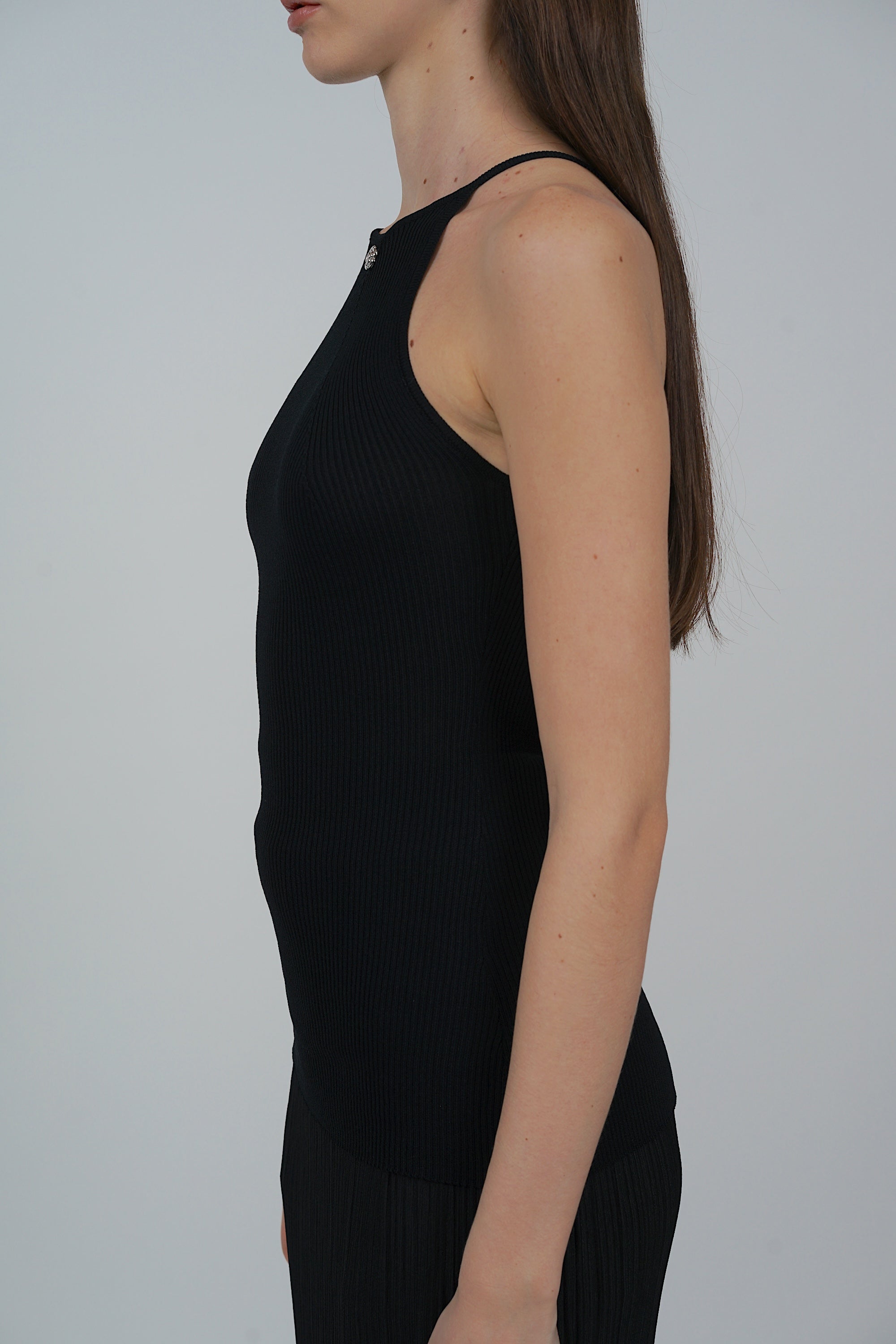 Ribbed Cami Knit Top in Black