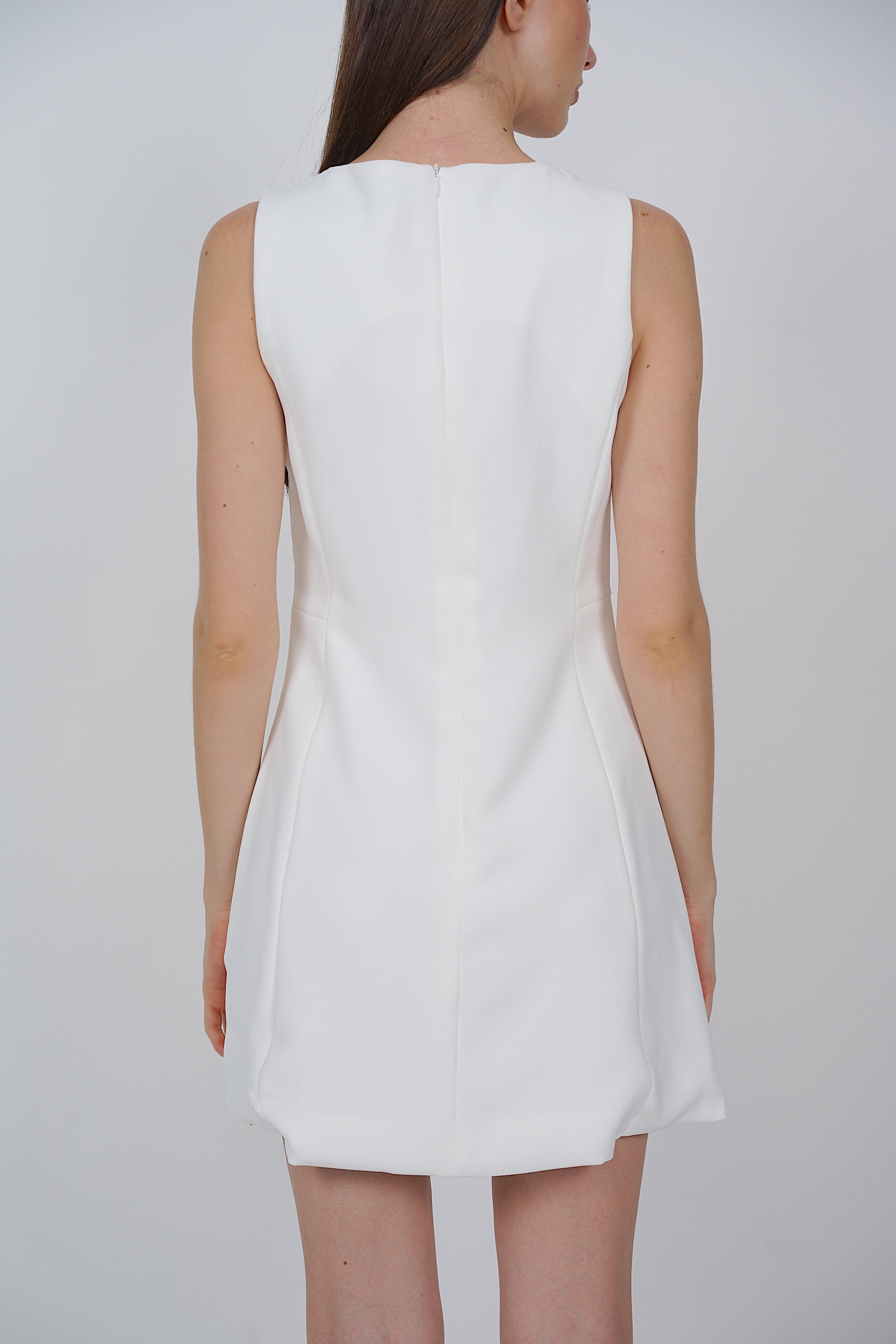 A-Line Sleeveless Mini Dress in White