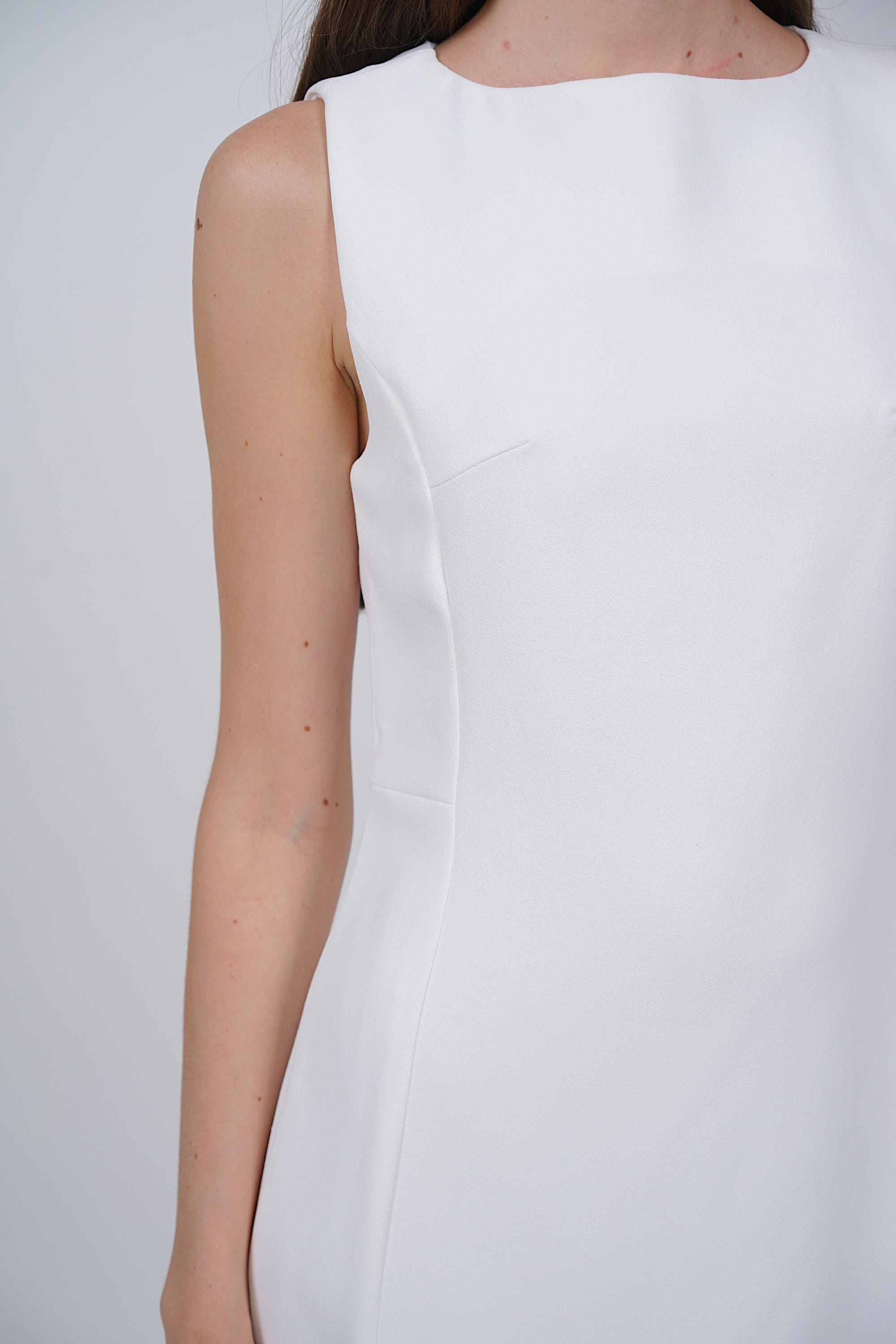A-Line Sleeveless Mini Dress in White