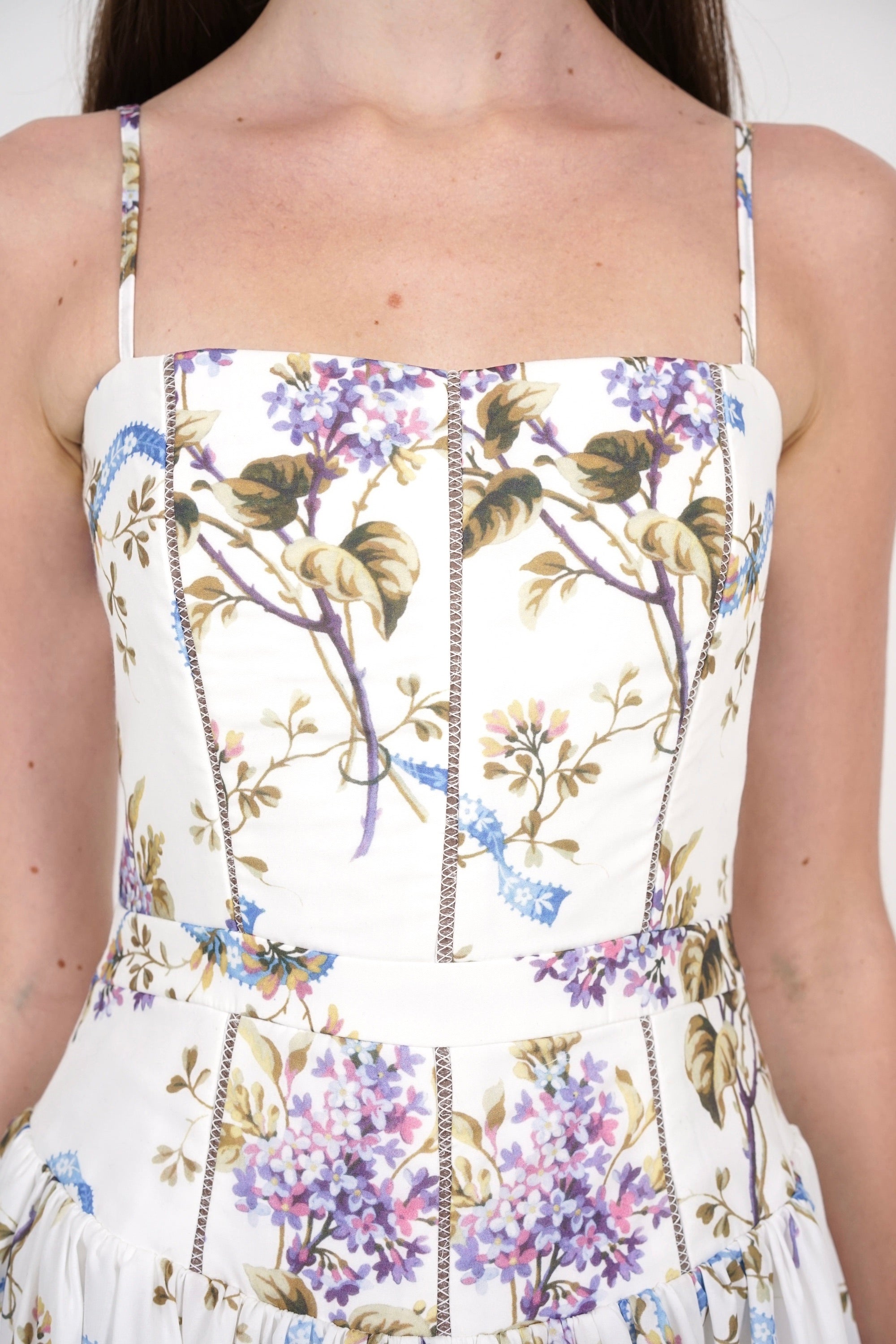 Panel Maxi Dress in White Floral