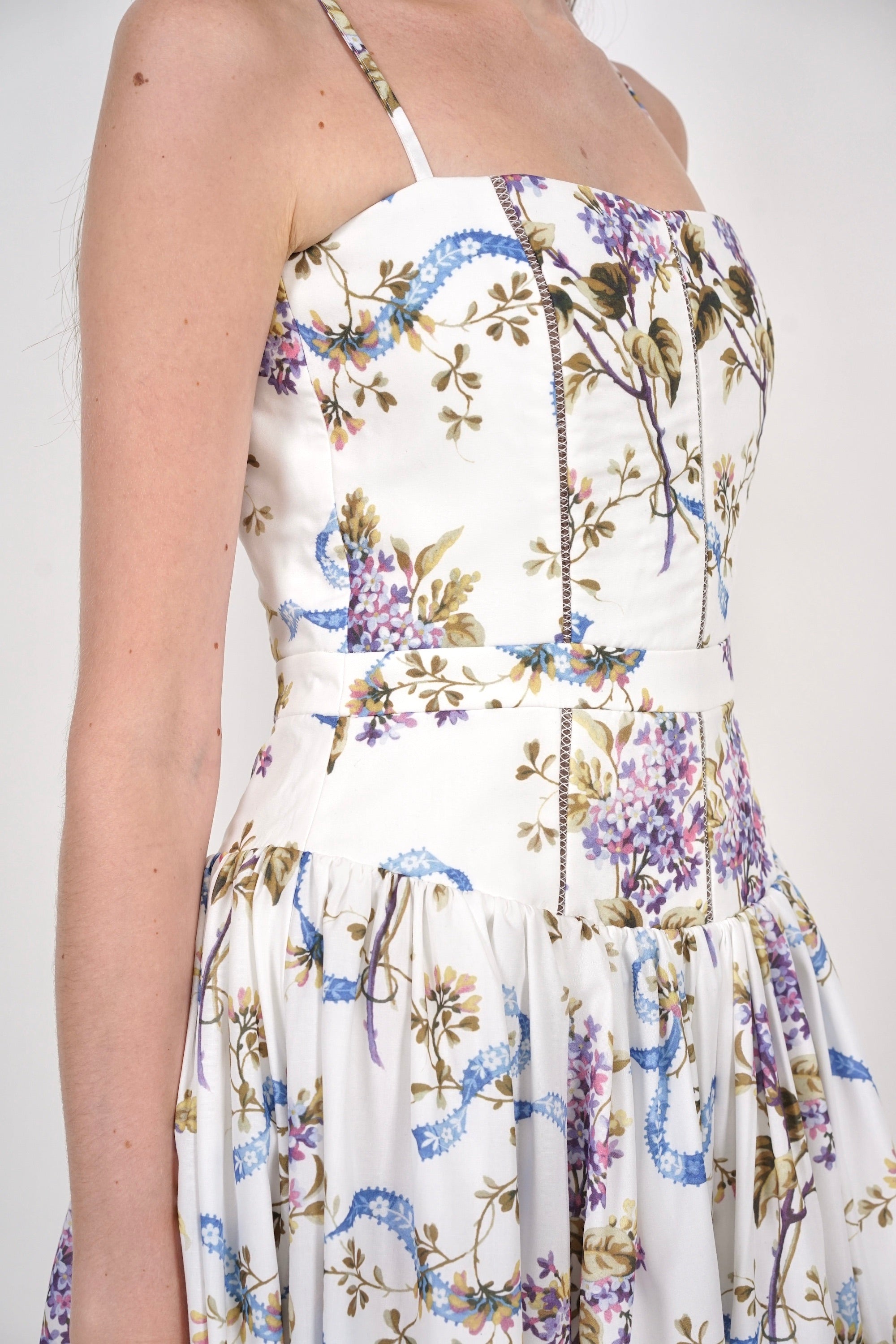 Panel Maxi Dress in White Floral