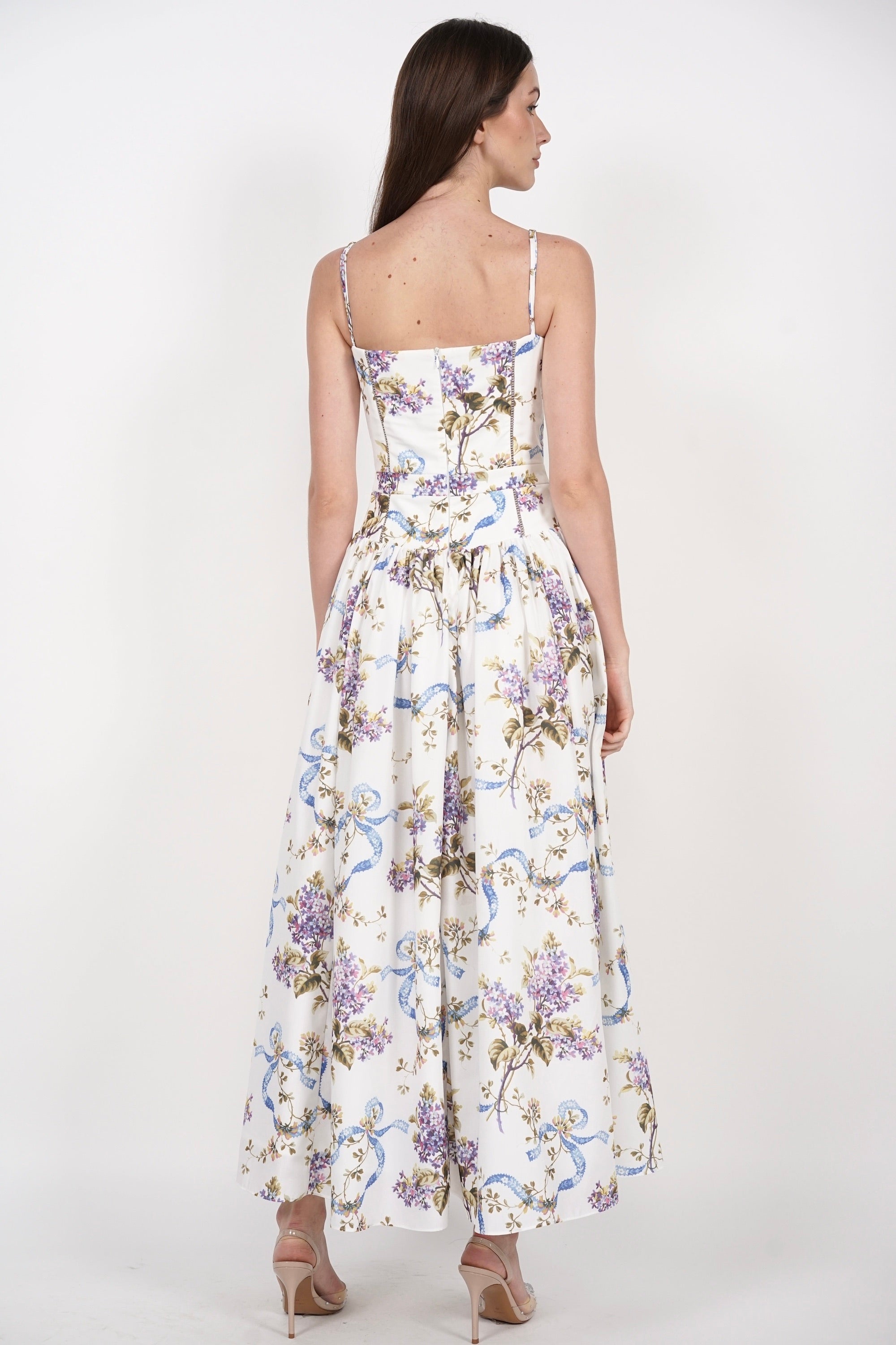 Panel Maxi Dress in White Floral