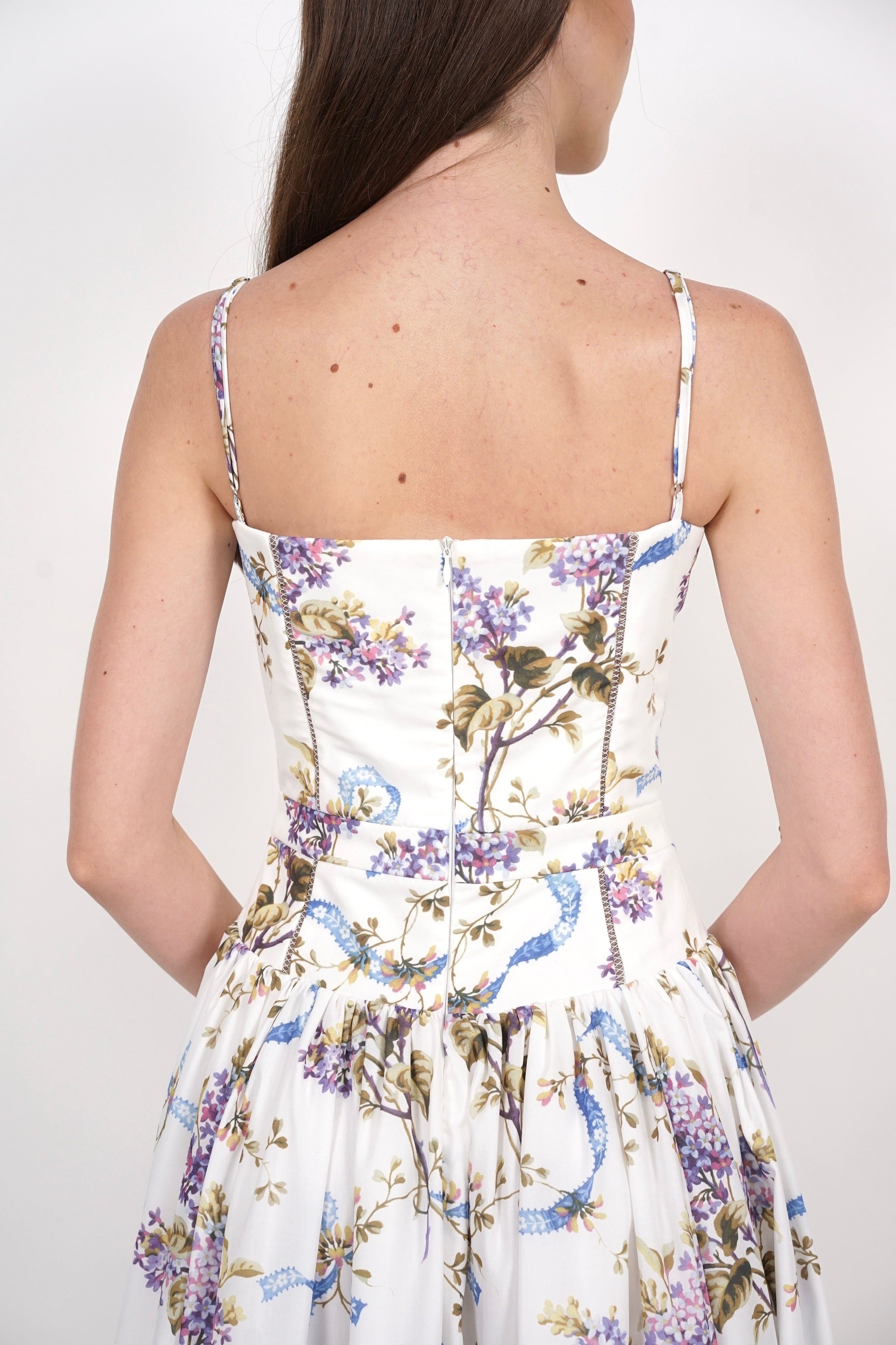 Panel Maxi Dress in White Floral