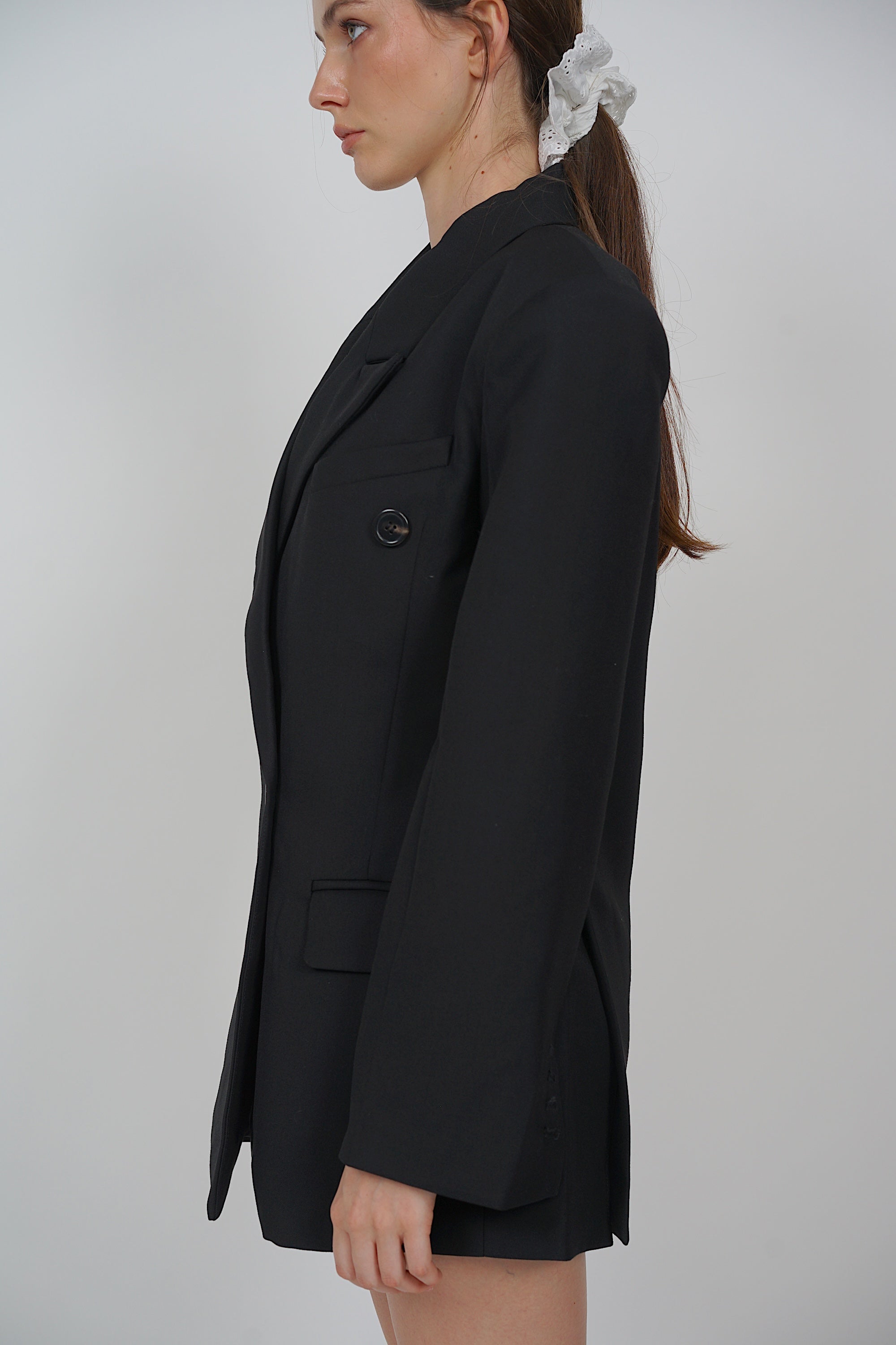 Oversized Peak Lapel Blazer in Black