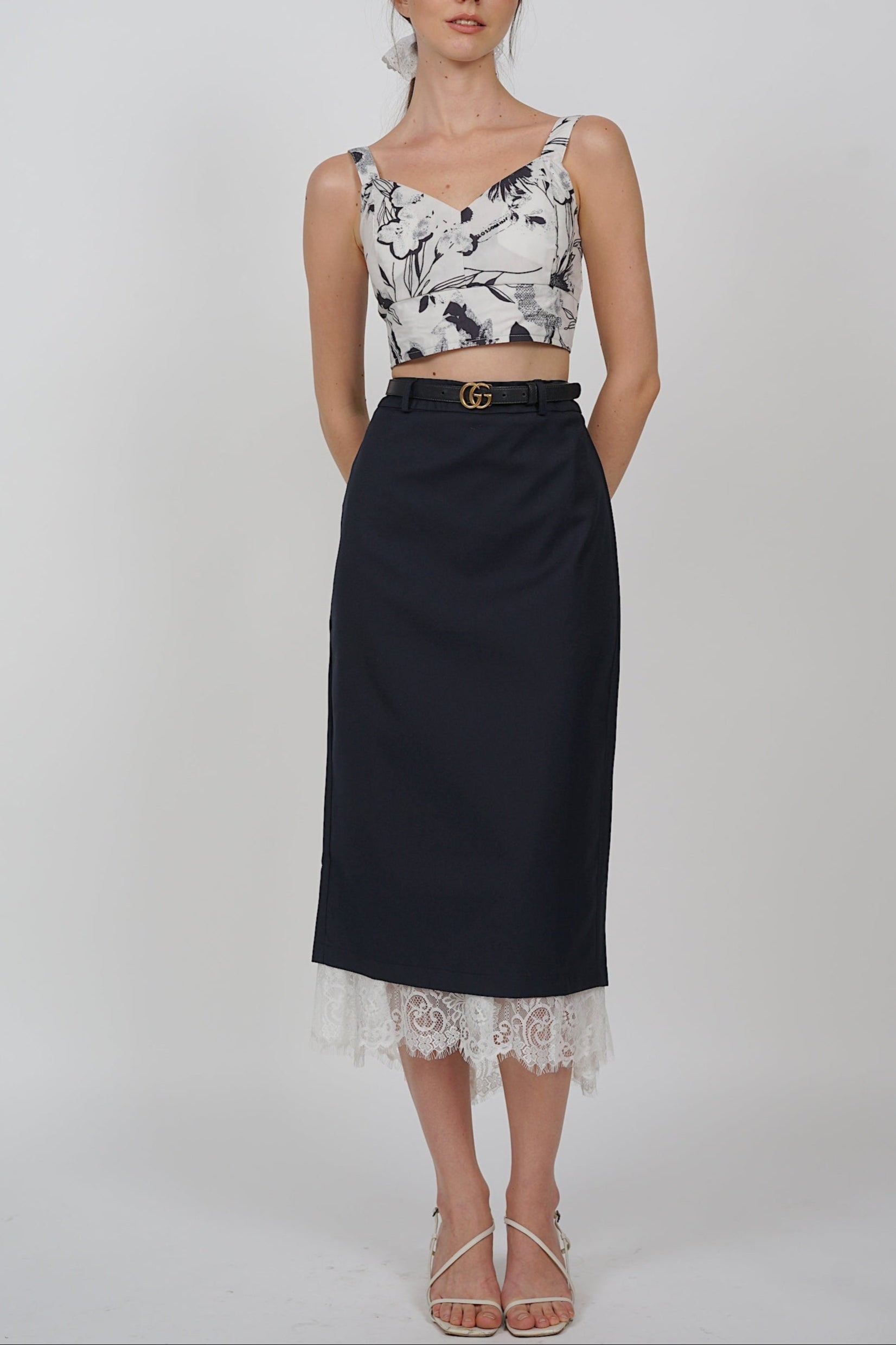 Dreamy Lace Skirt in Navy