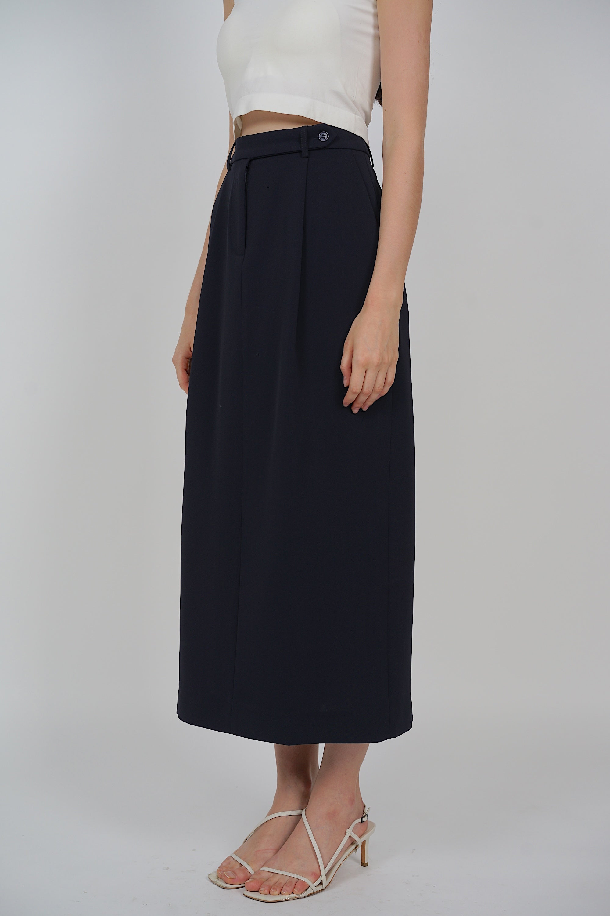 Side Slit Column Skirt in Midnight
