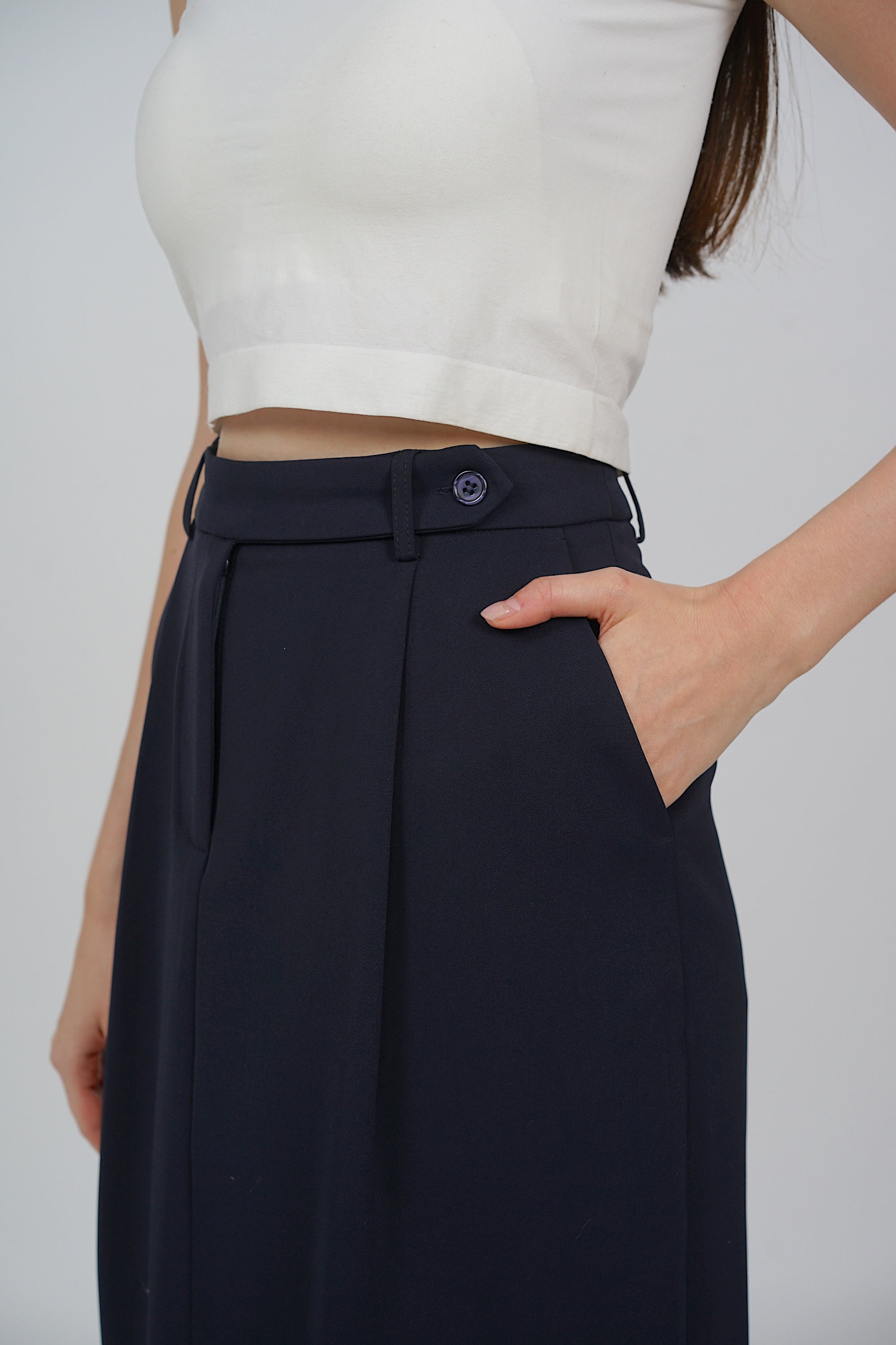 Side Slit Column Skirt in Midnight