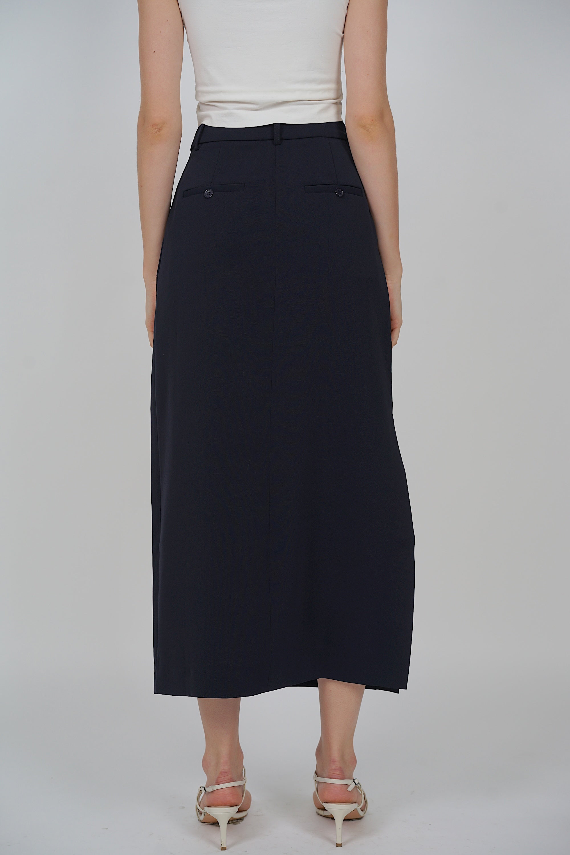 Side Slit Column Skirt in Midnight