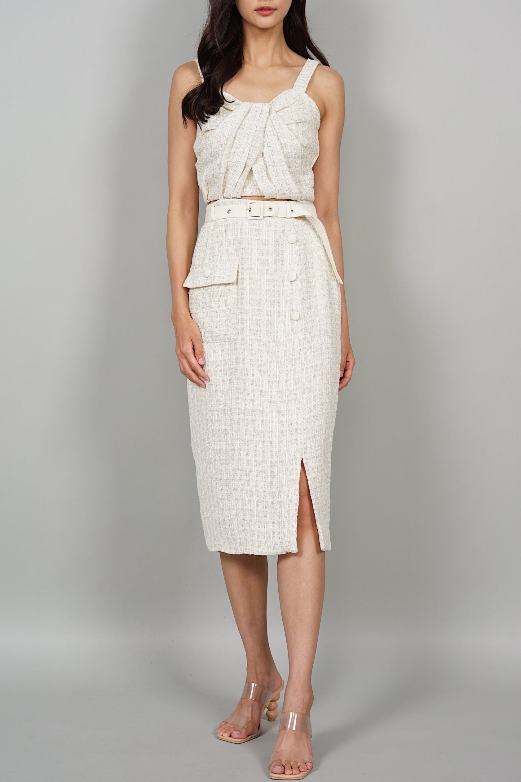 Lexie Midi Skirt in Pale Yellow