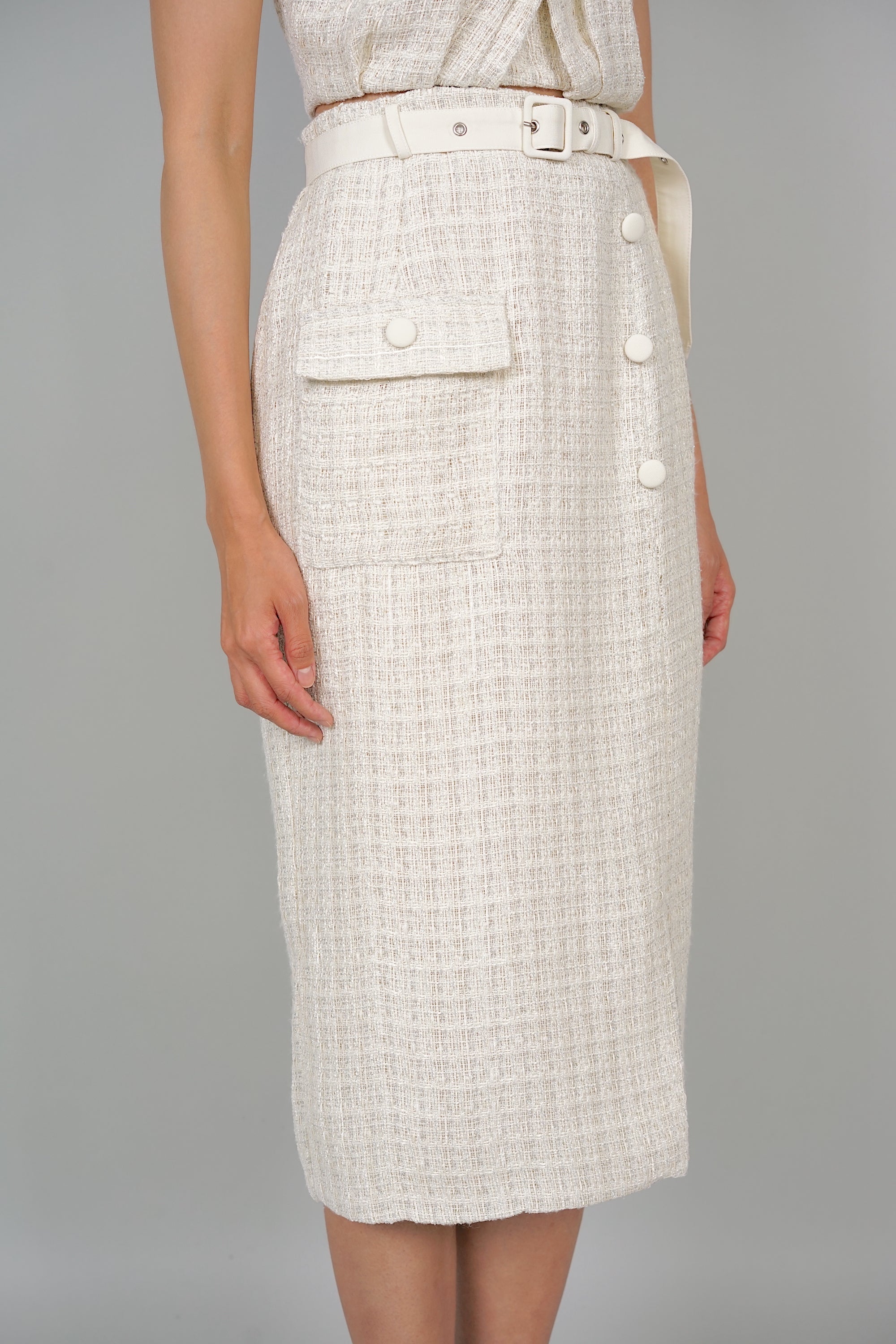 Lexie Midi Skirt in Pale Yellow