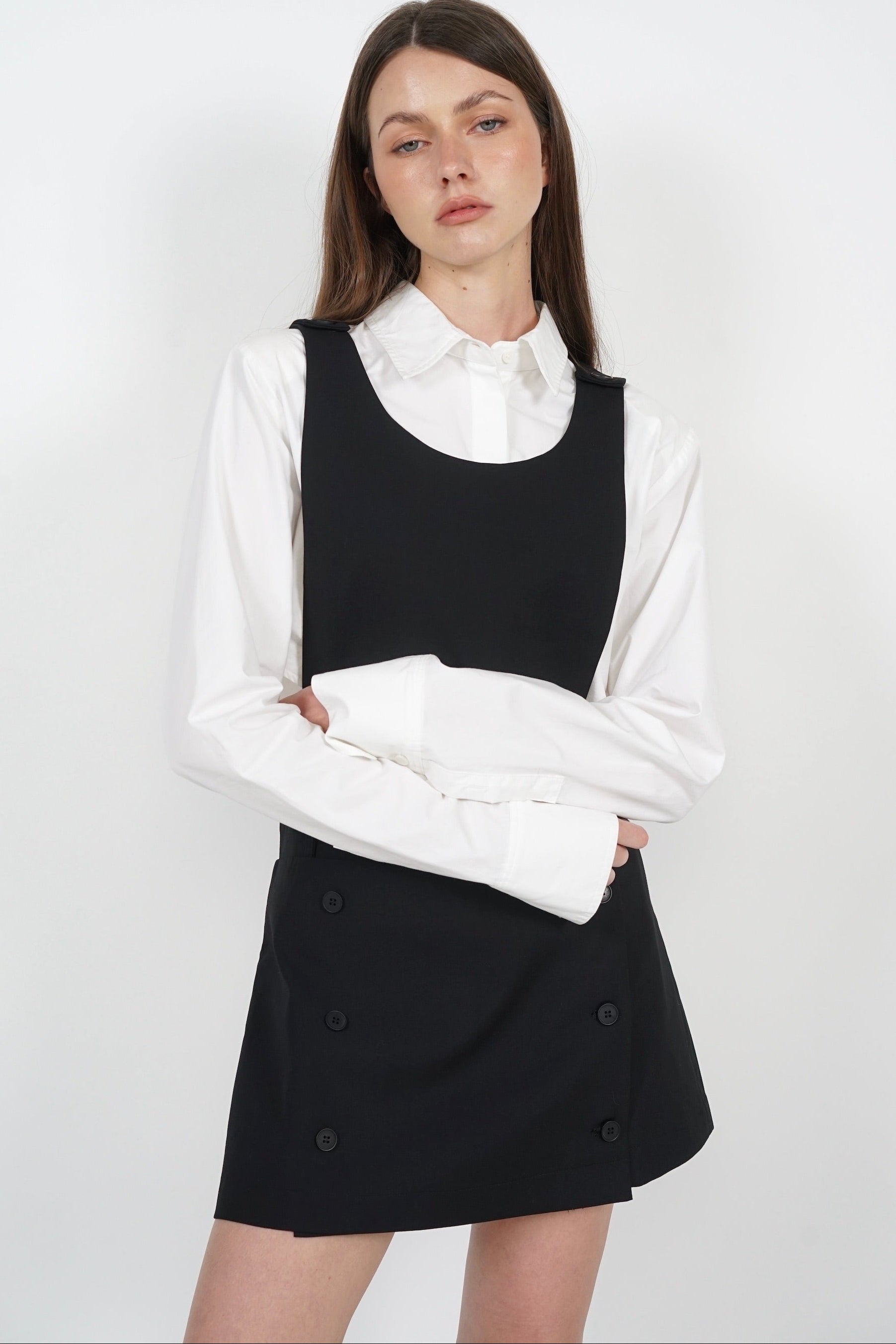 Pinafore Dress in Black