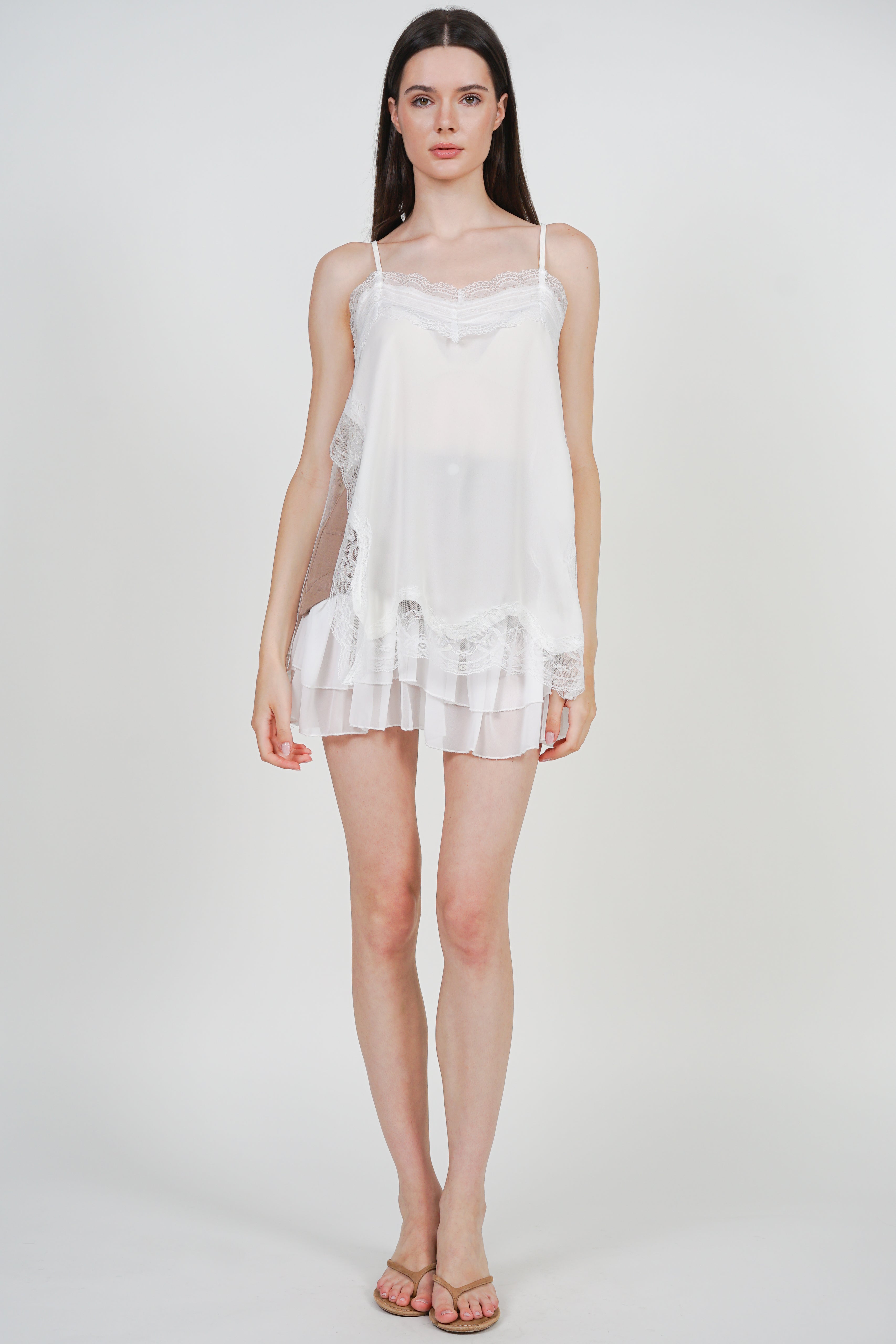 Patchwork Camisole Lace Top in White