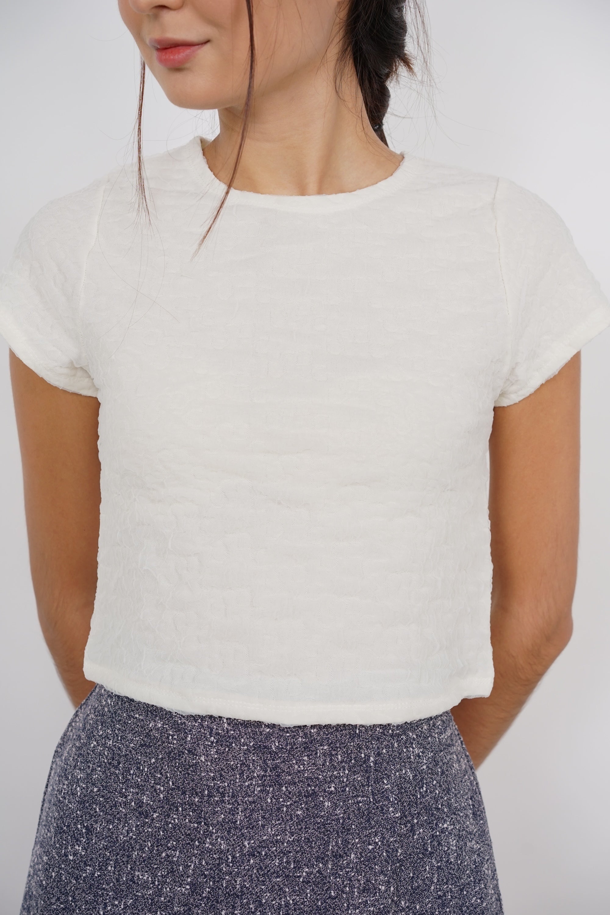 Textured Gathered Top in Cream