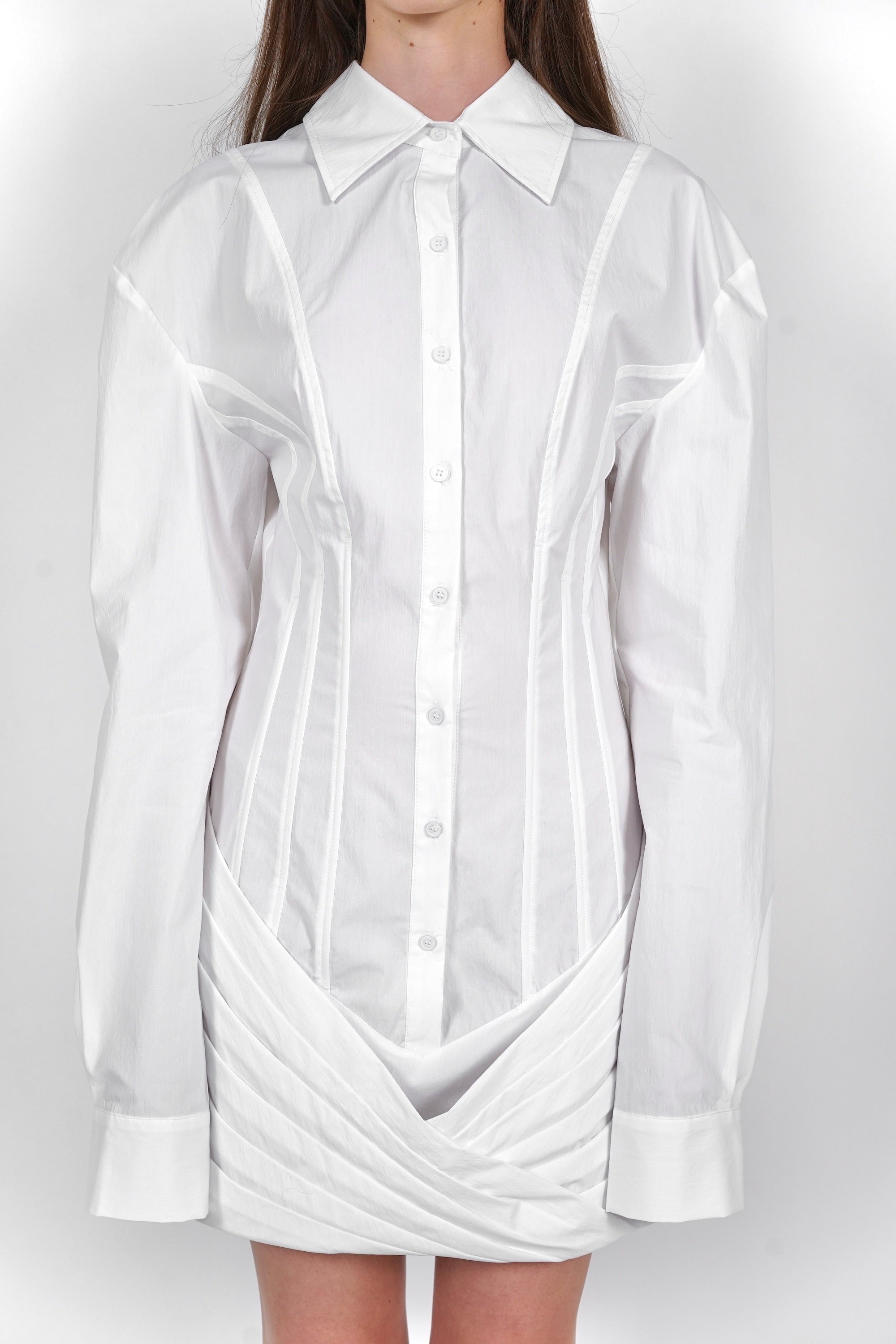 Buttoned Shirt Dress in White