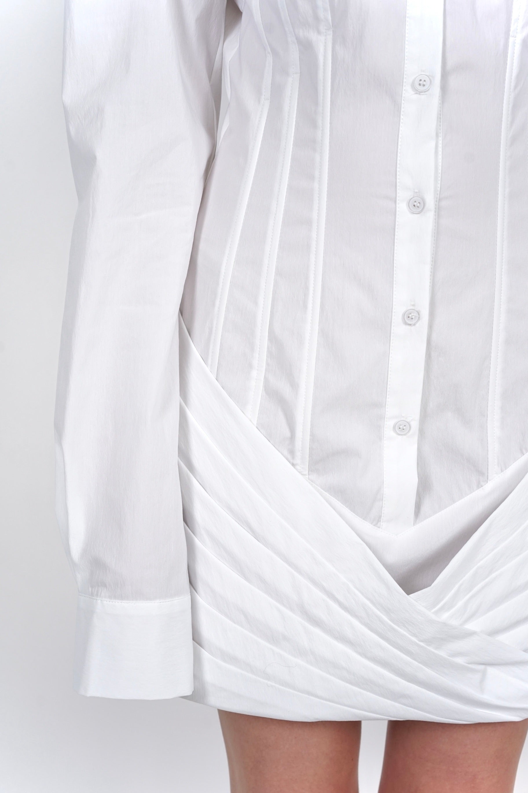 Buttoned Shirt Dress in White