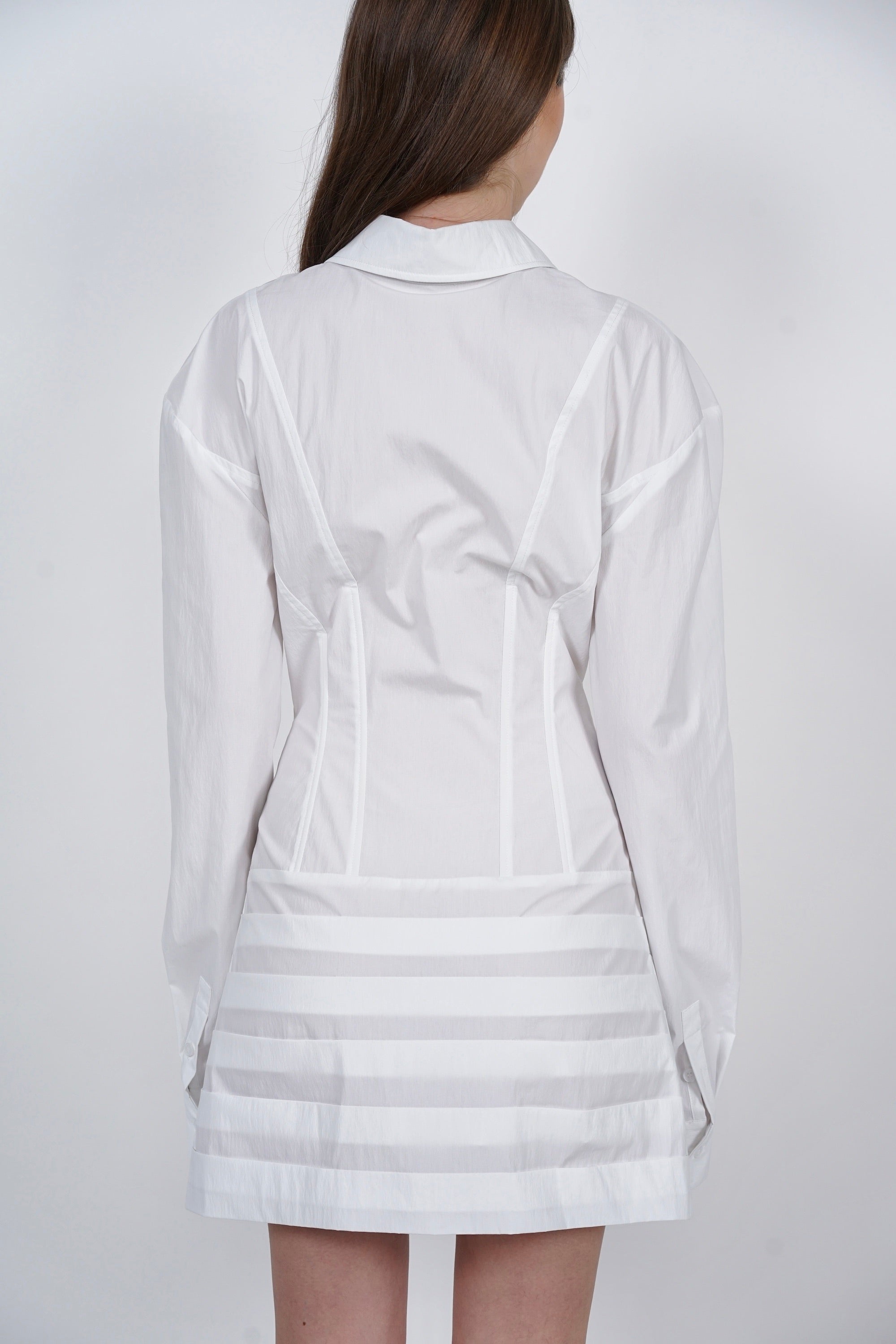 Buttoned Shirt Dress in White