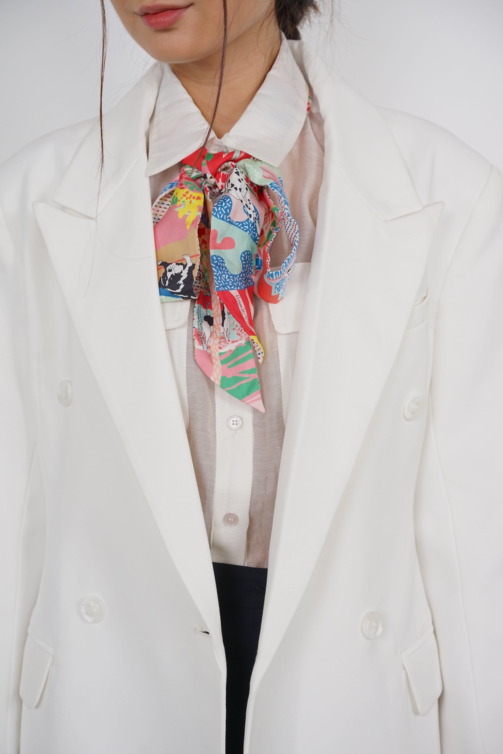 Oversized Peak Lapel Blazer in White