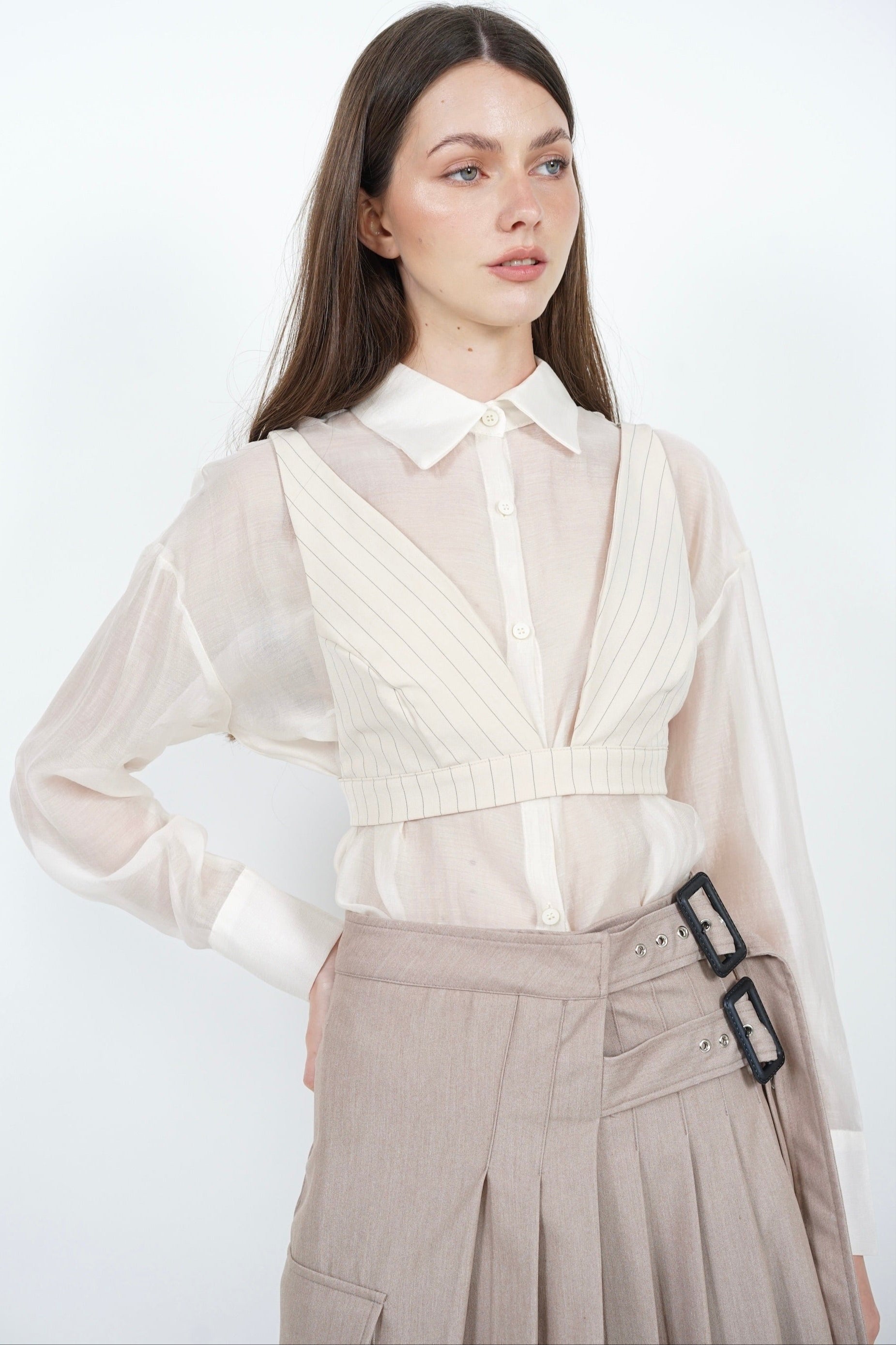 Bralet Top in Cream Stripes