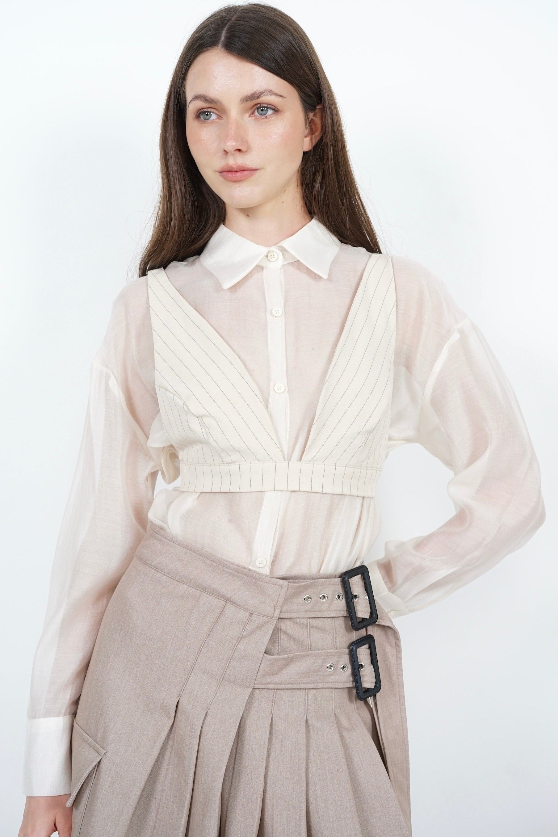 Bralet Top in Cream Stripes