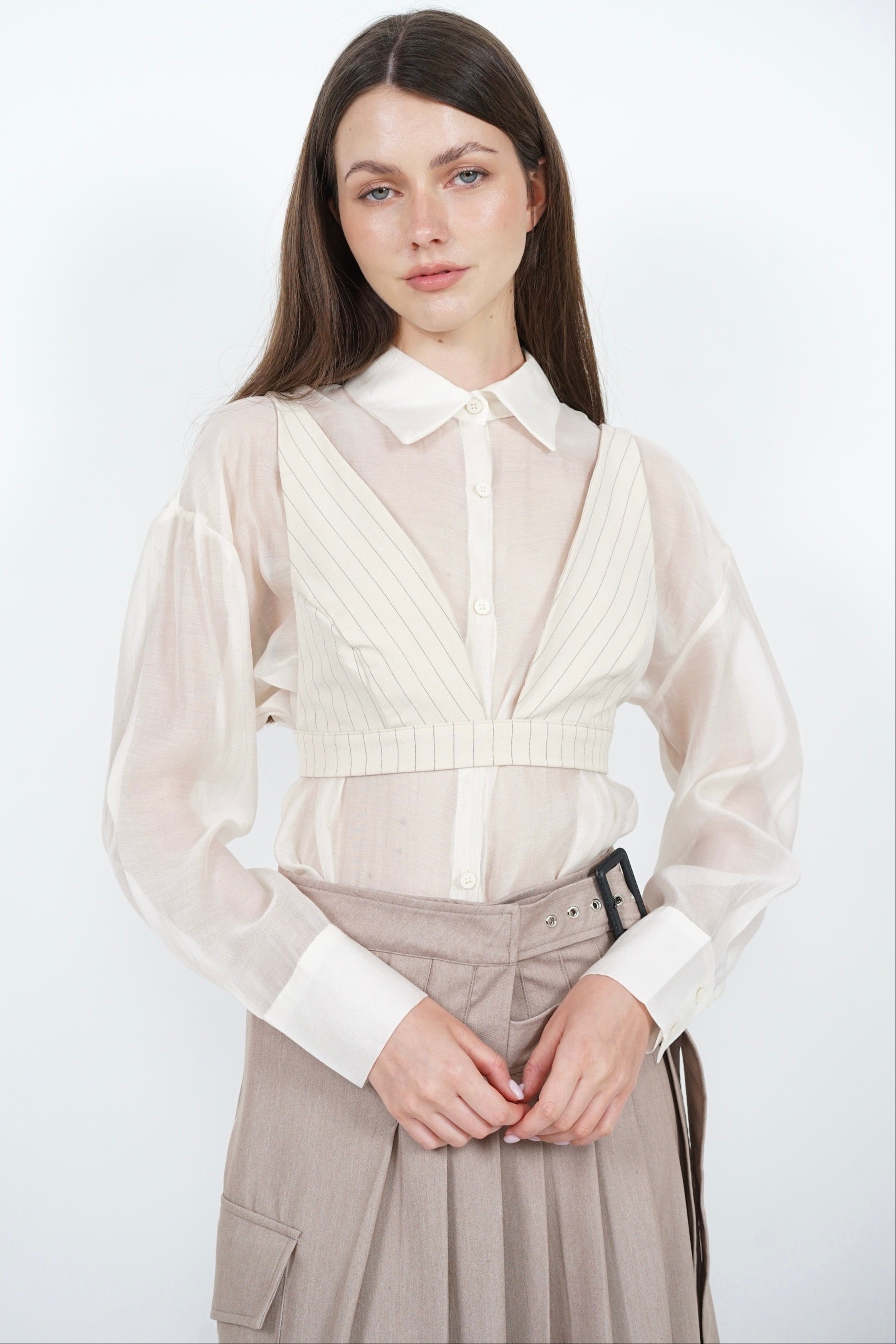 Bralet Top in Cream Stripes