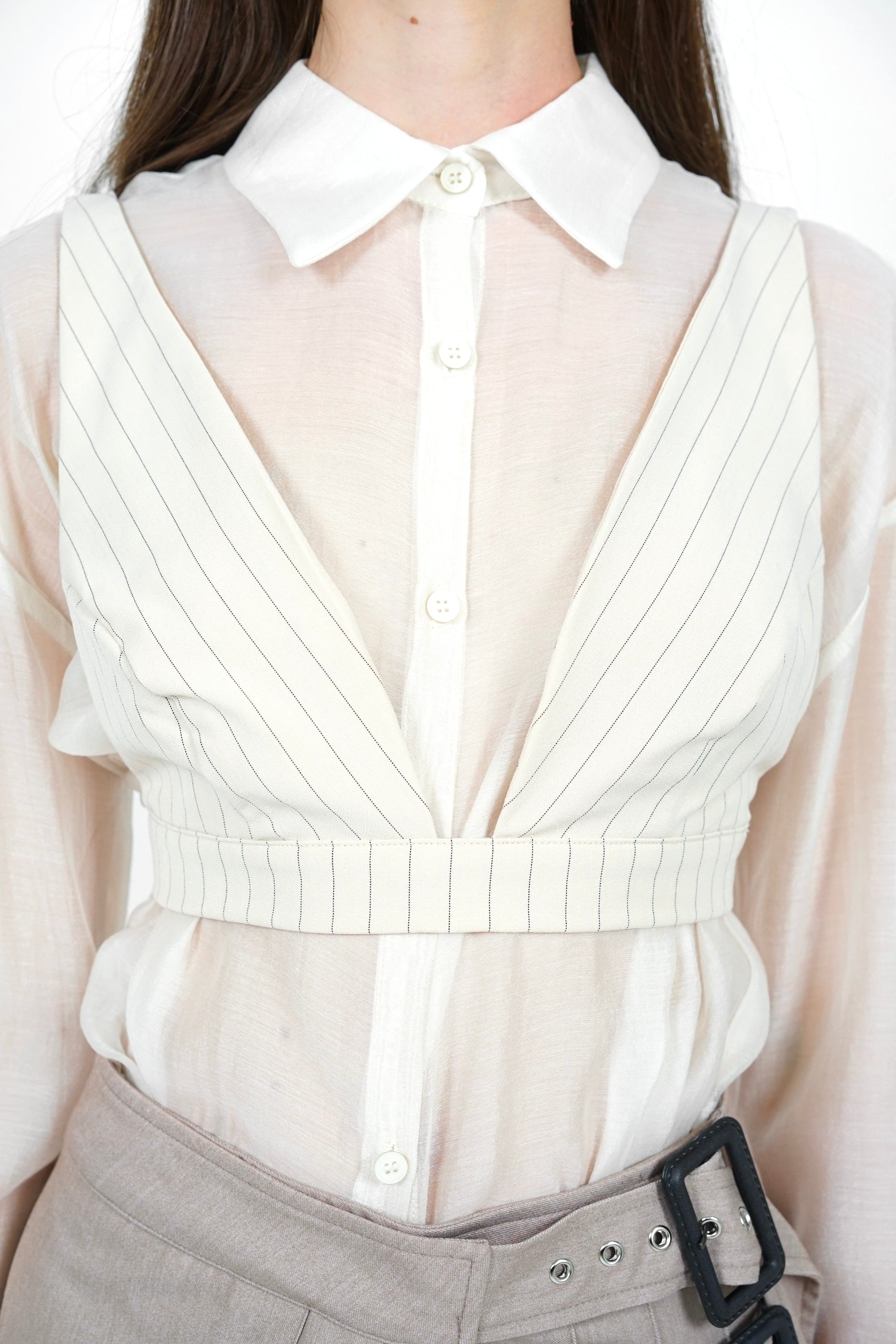 Bralet Top in Cream Stripes