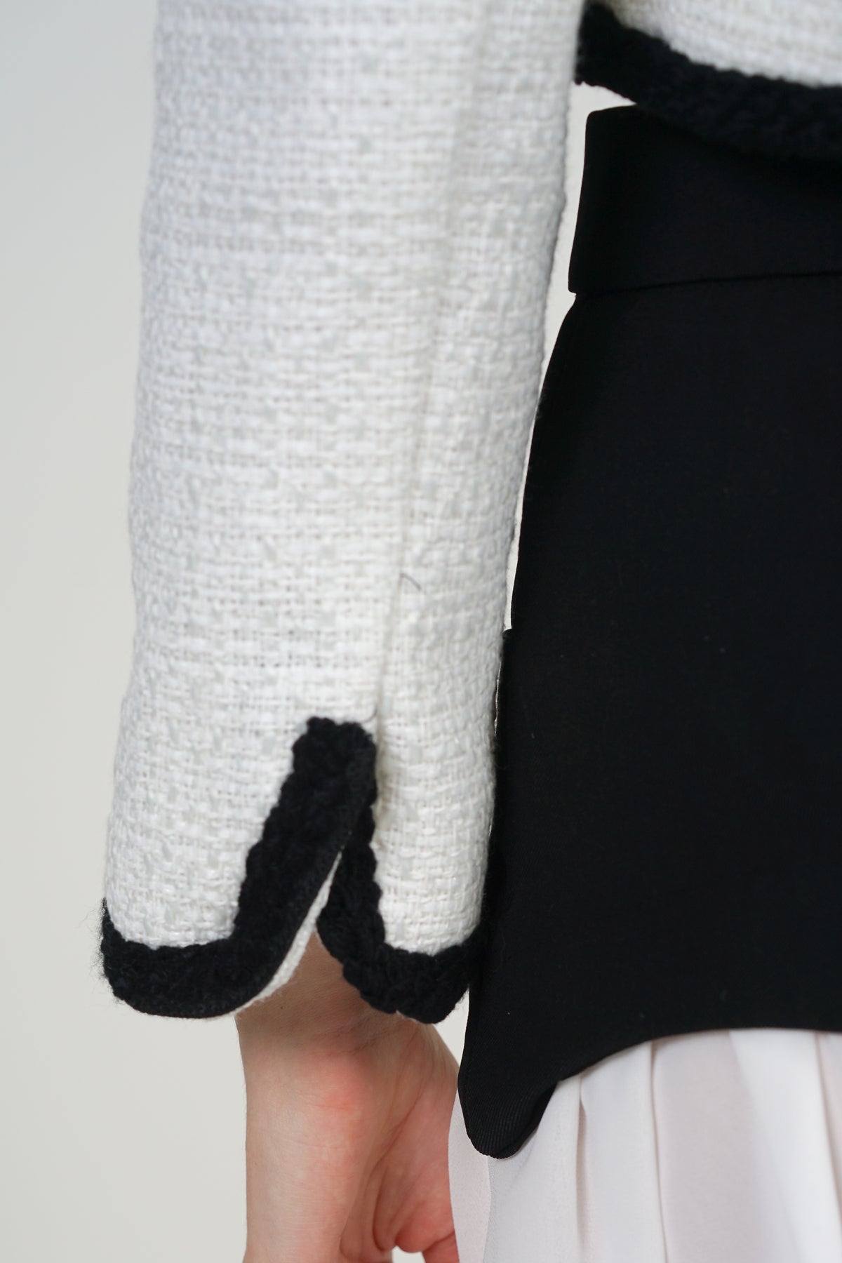 Boucle Tweed Jacket in White Black