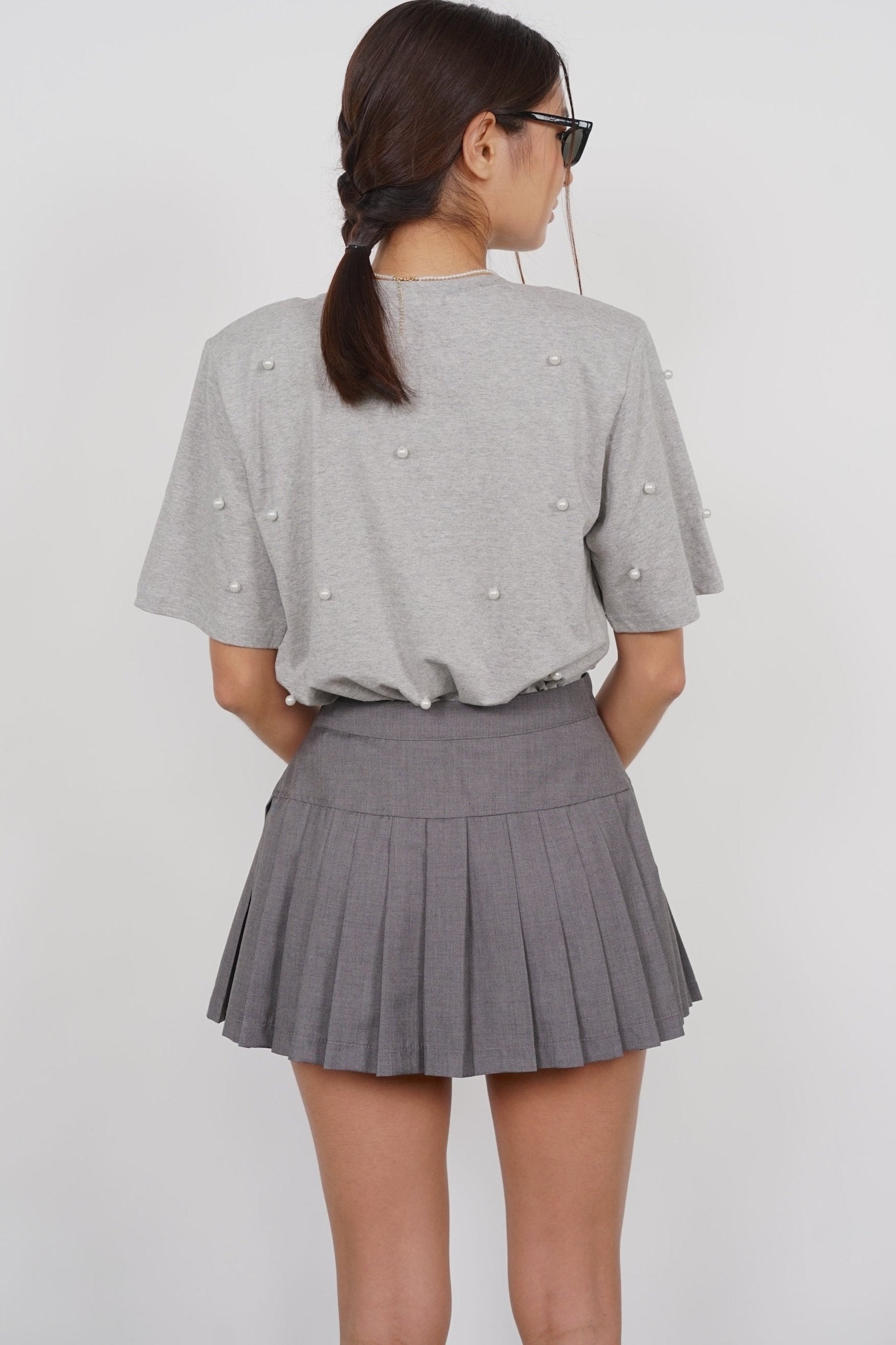 Box Pleat Skorts in Storm