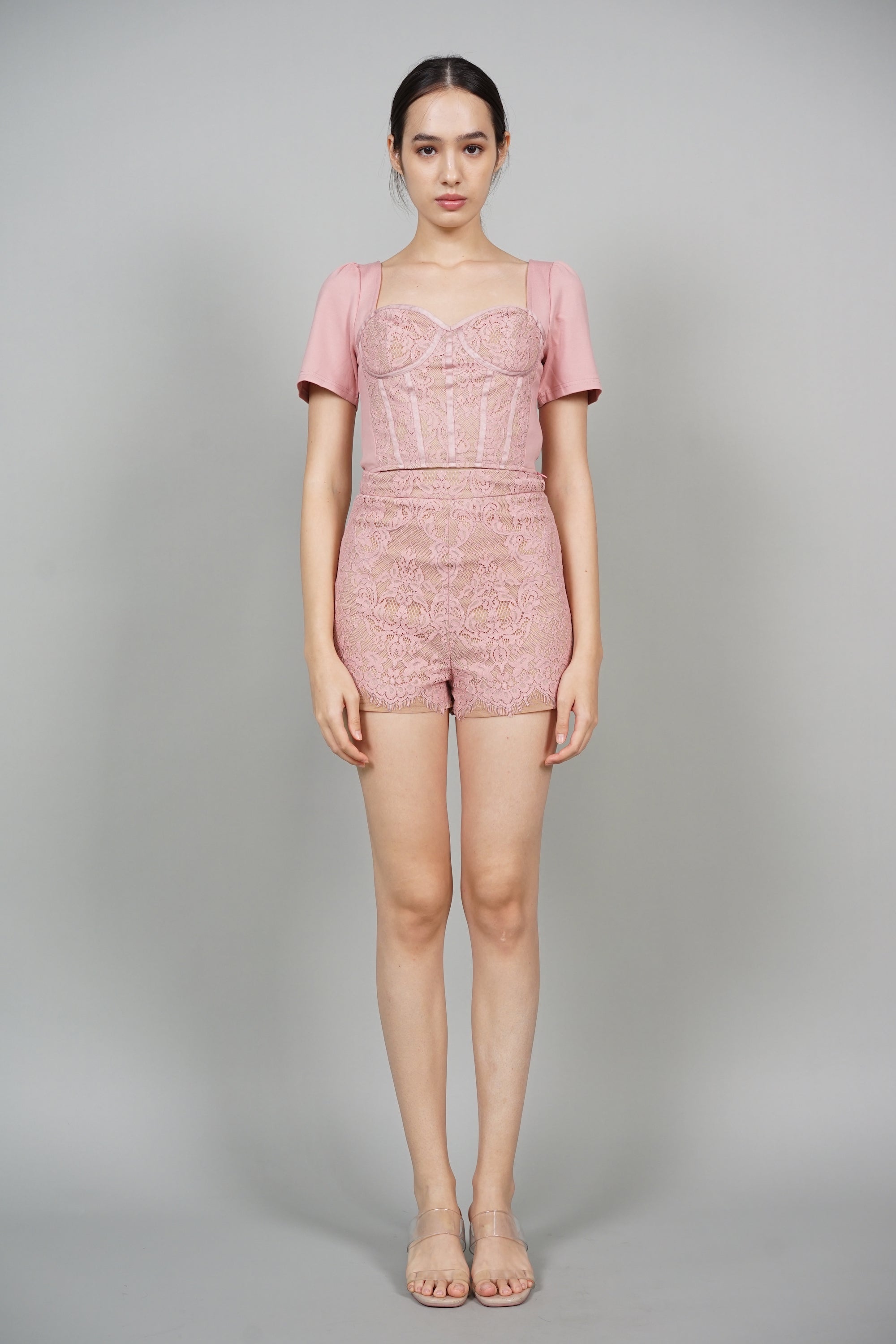 Zavey Lace Shorts in Pink
