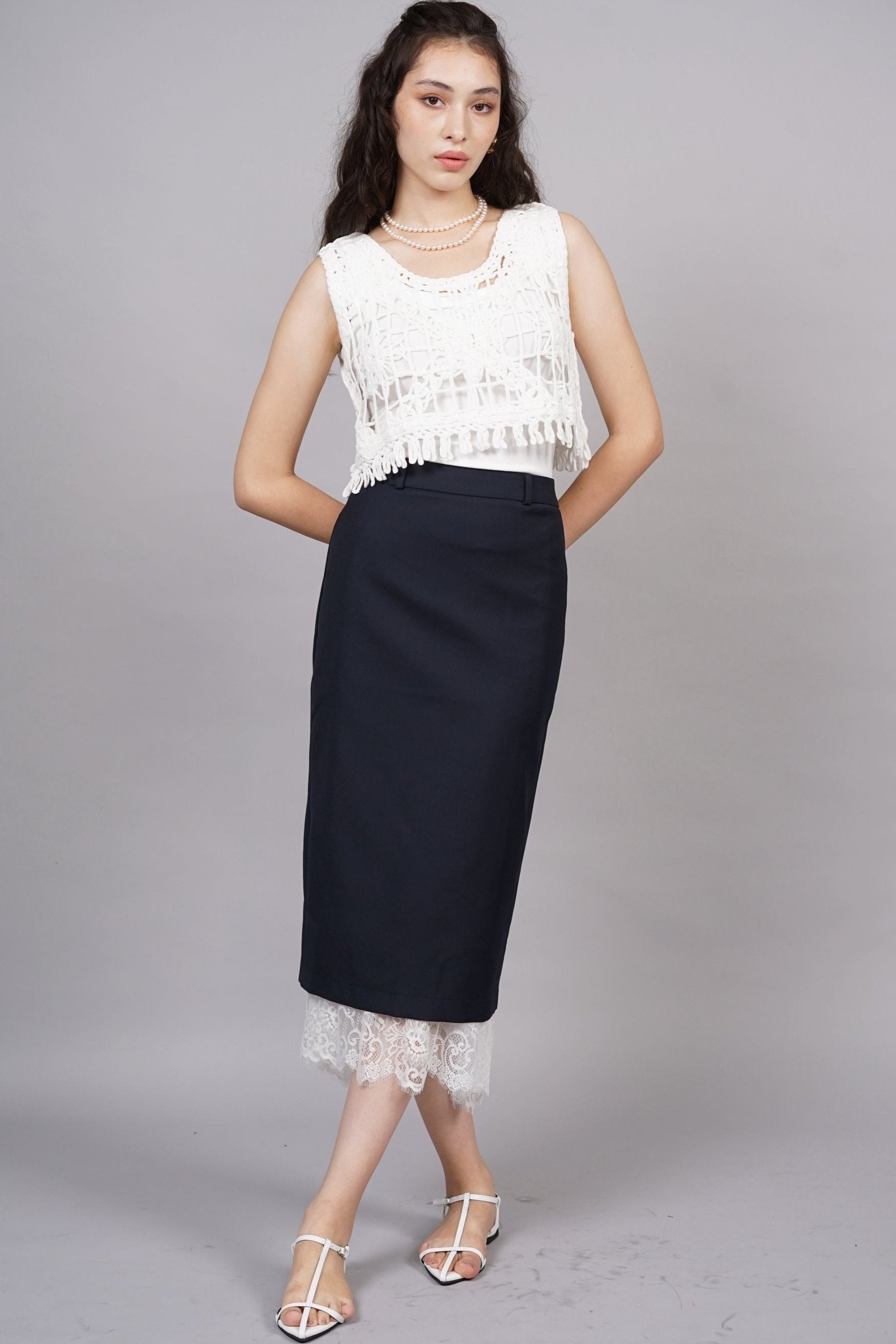 Dreamy Lace Skirt in Navy