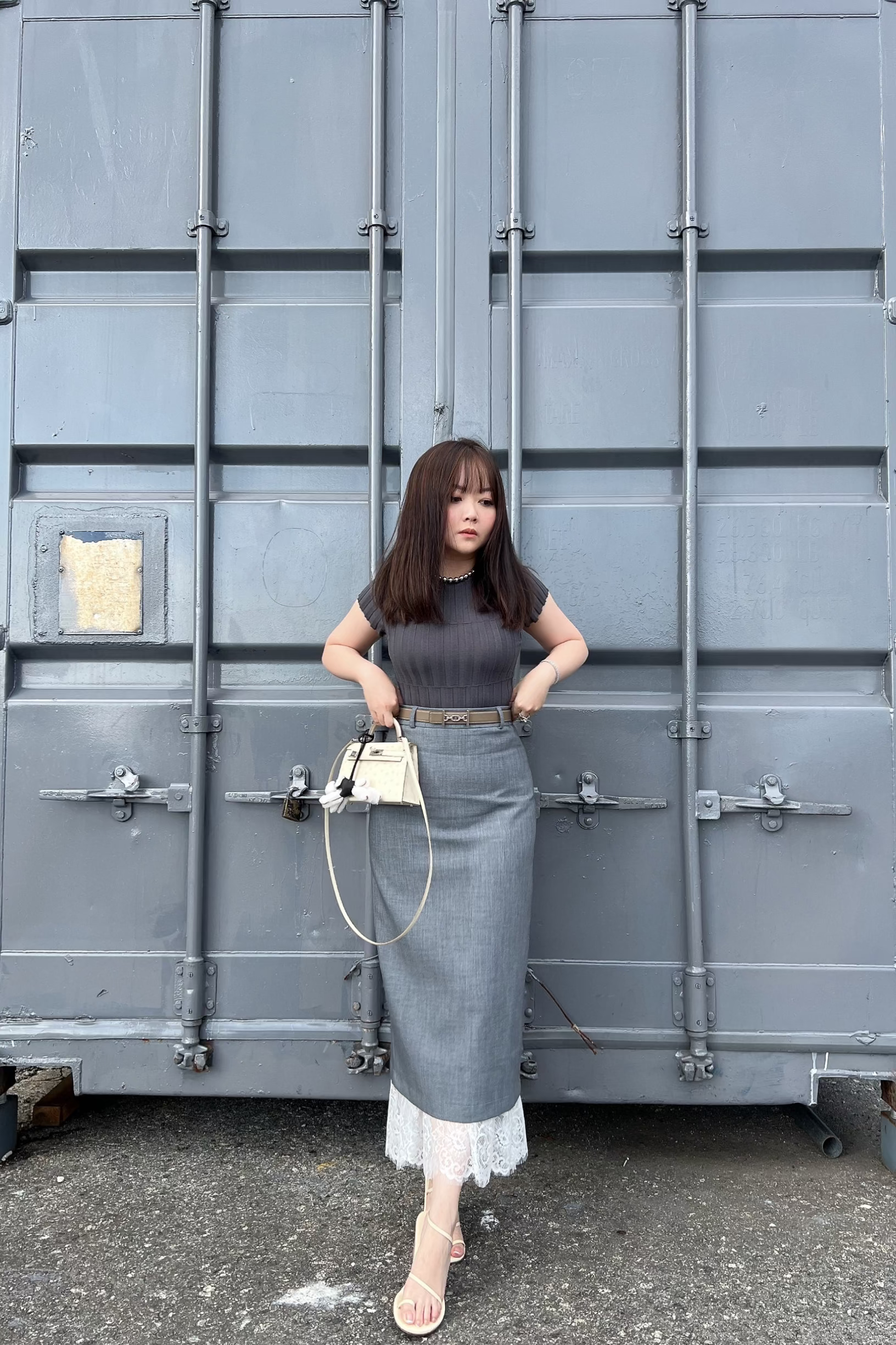 Dreamy Lace Skirt in Heather Grey