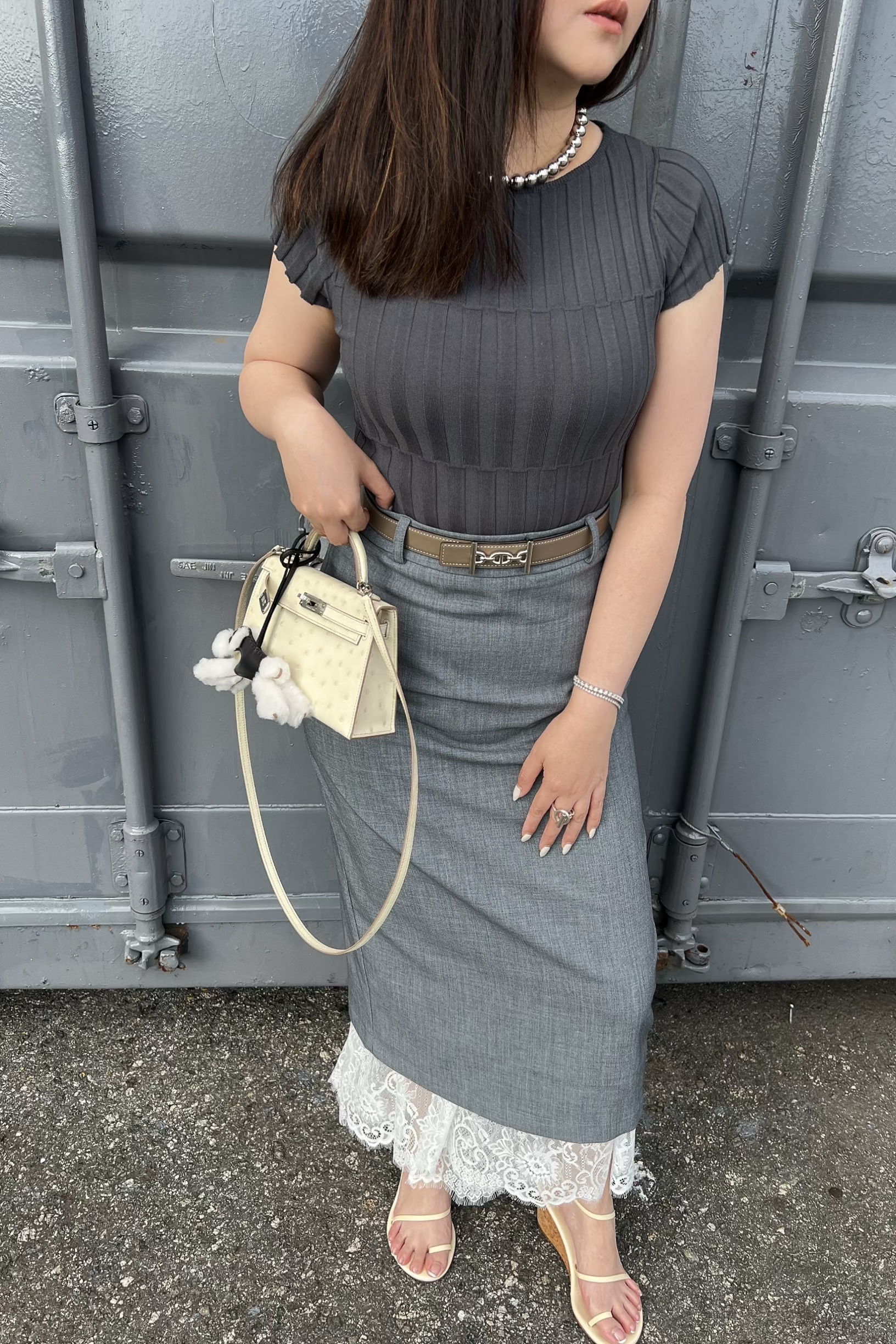 Dreamy Lace Skirt in Heather Grey