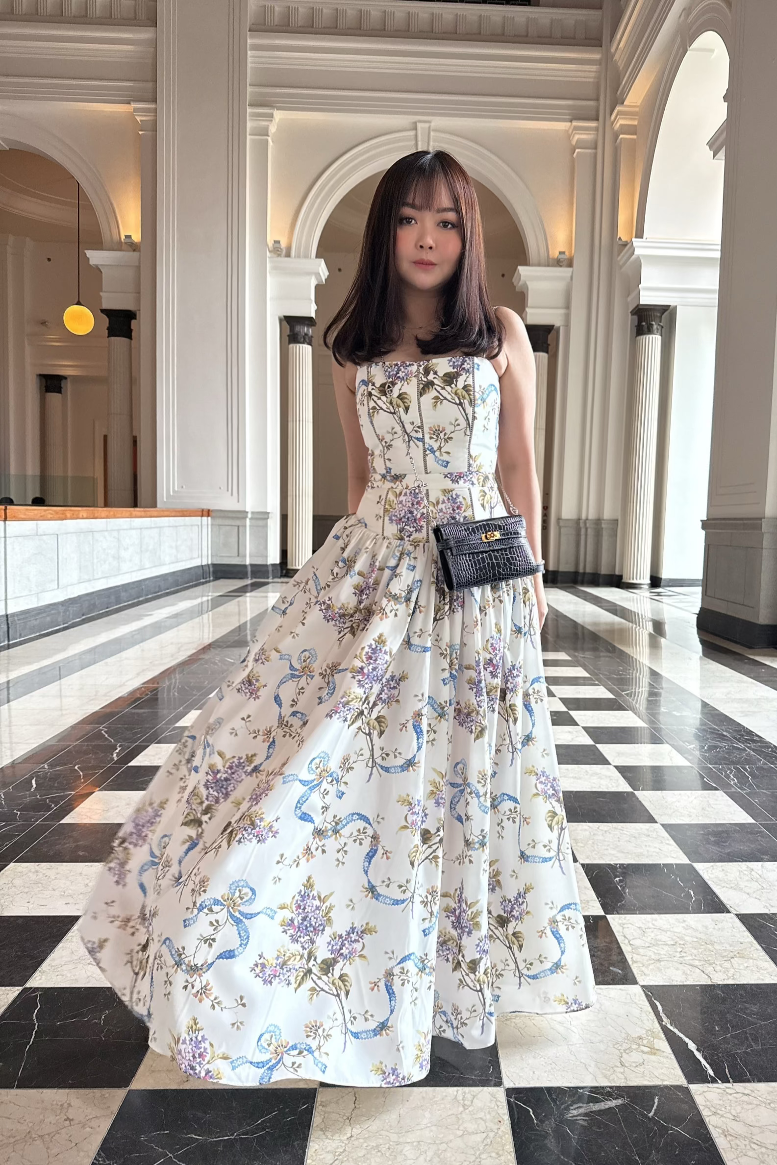 Panel Maxi Dress in White Floral