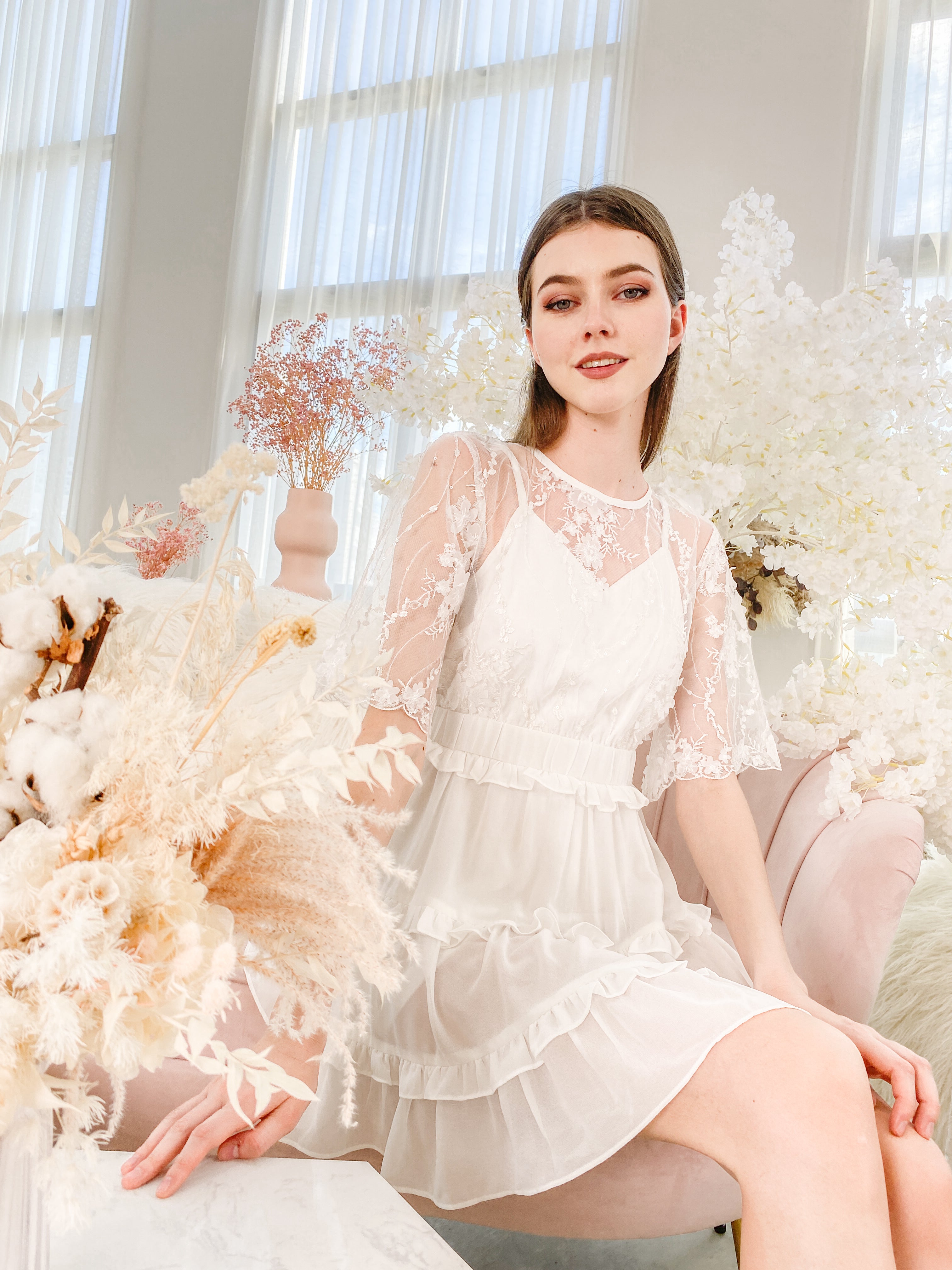 Carmilla Embroidered Dress in White