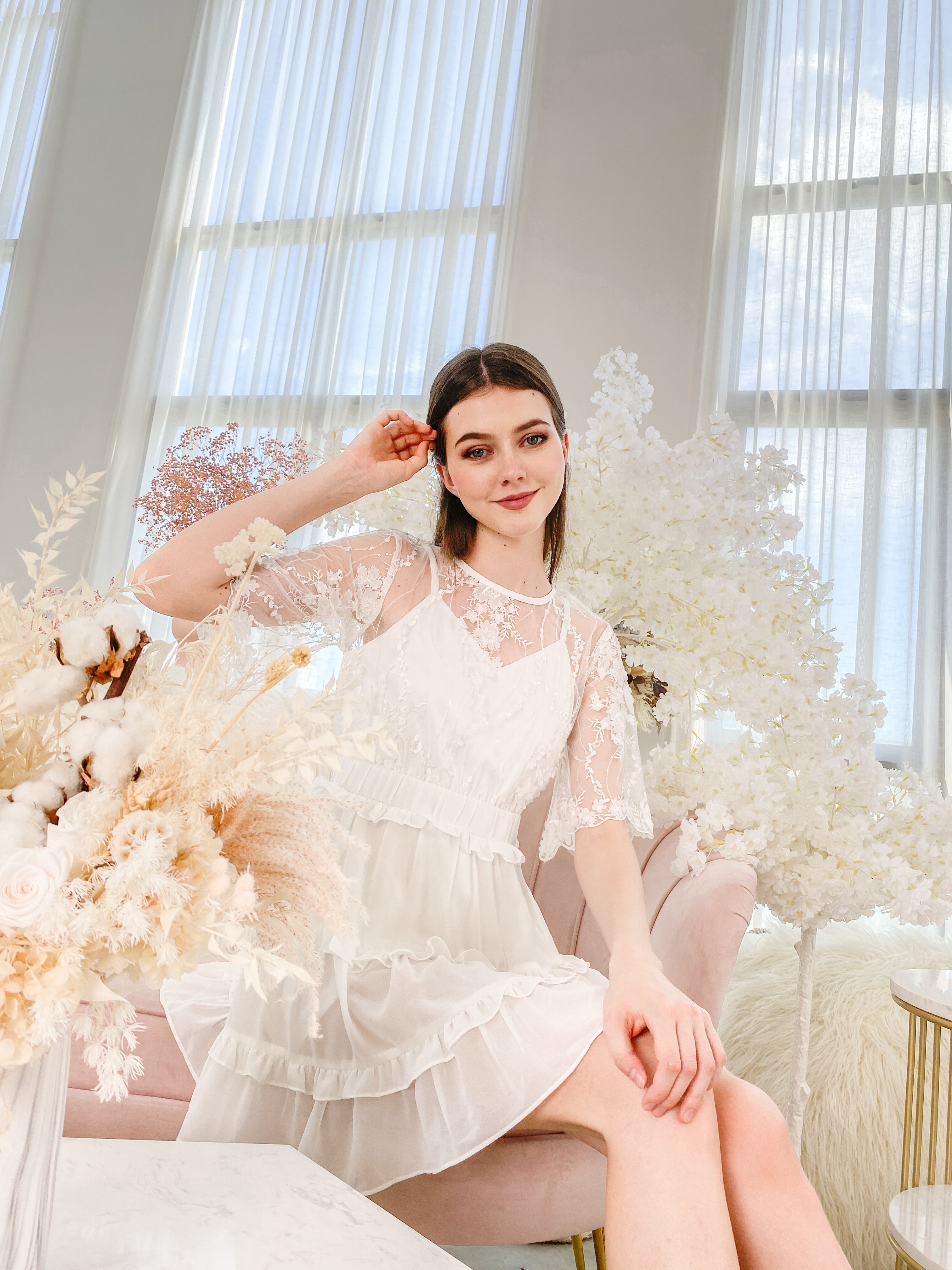 Carmilla Embroidered Dress in White