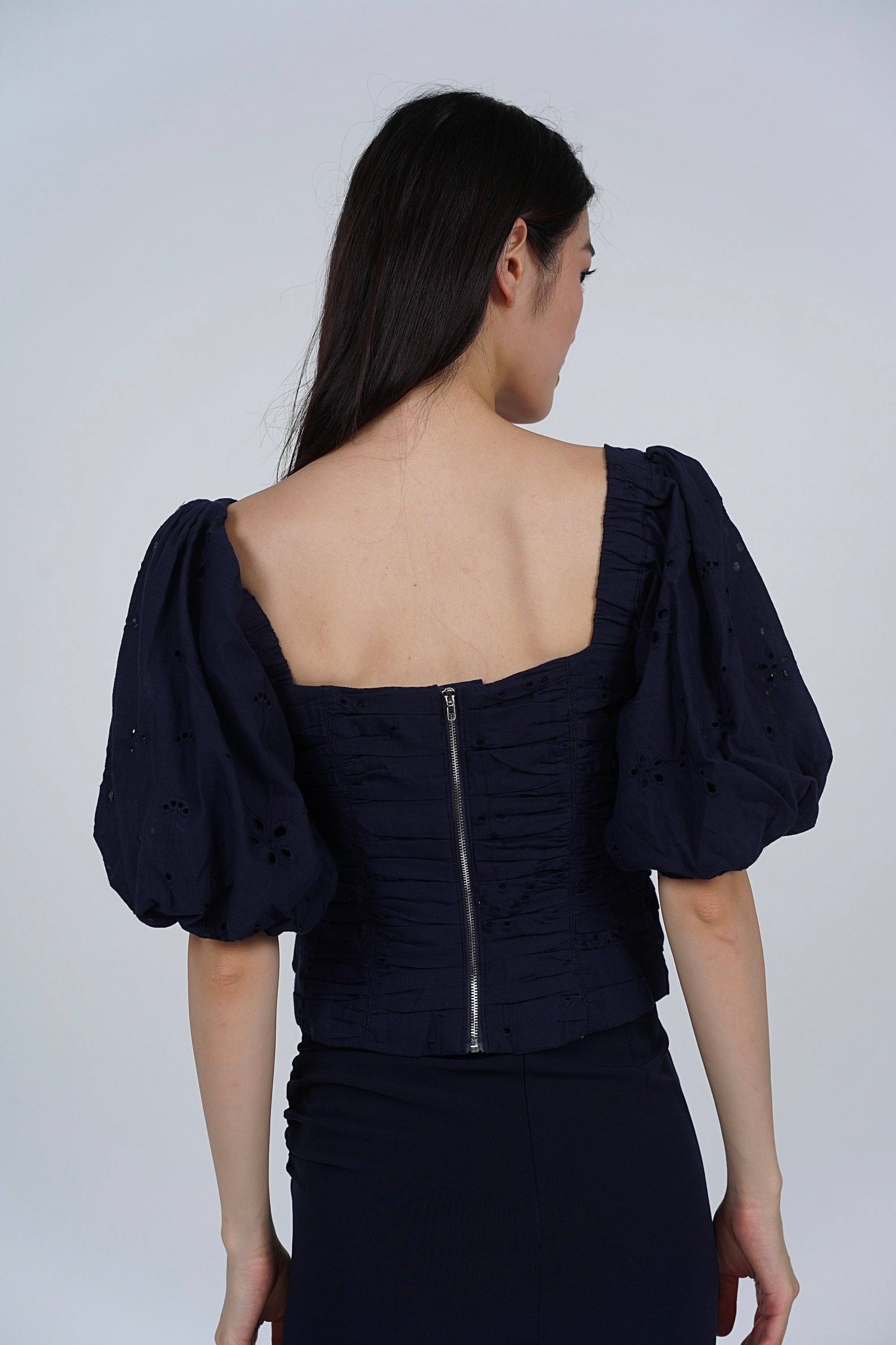 Yurik Eyelet Top in Midnight