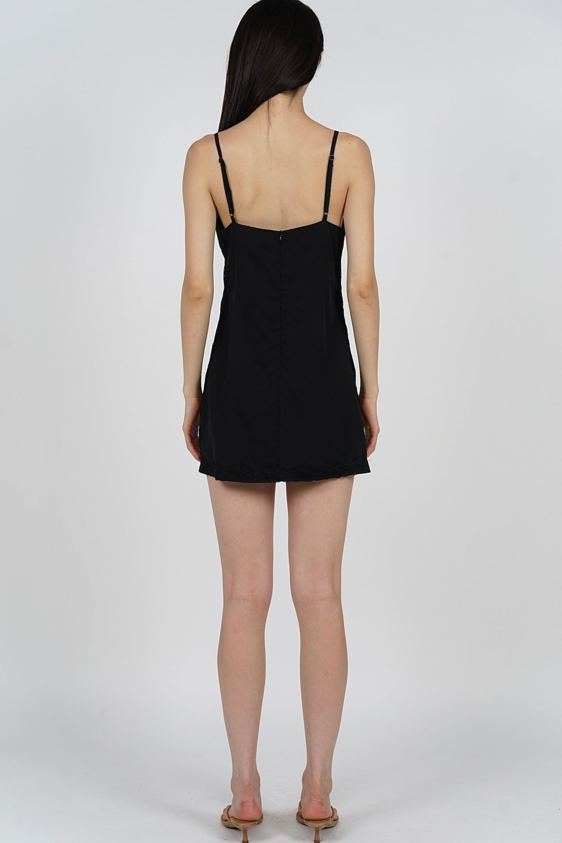 Cami Pintuck Mini Dress in Black