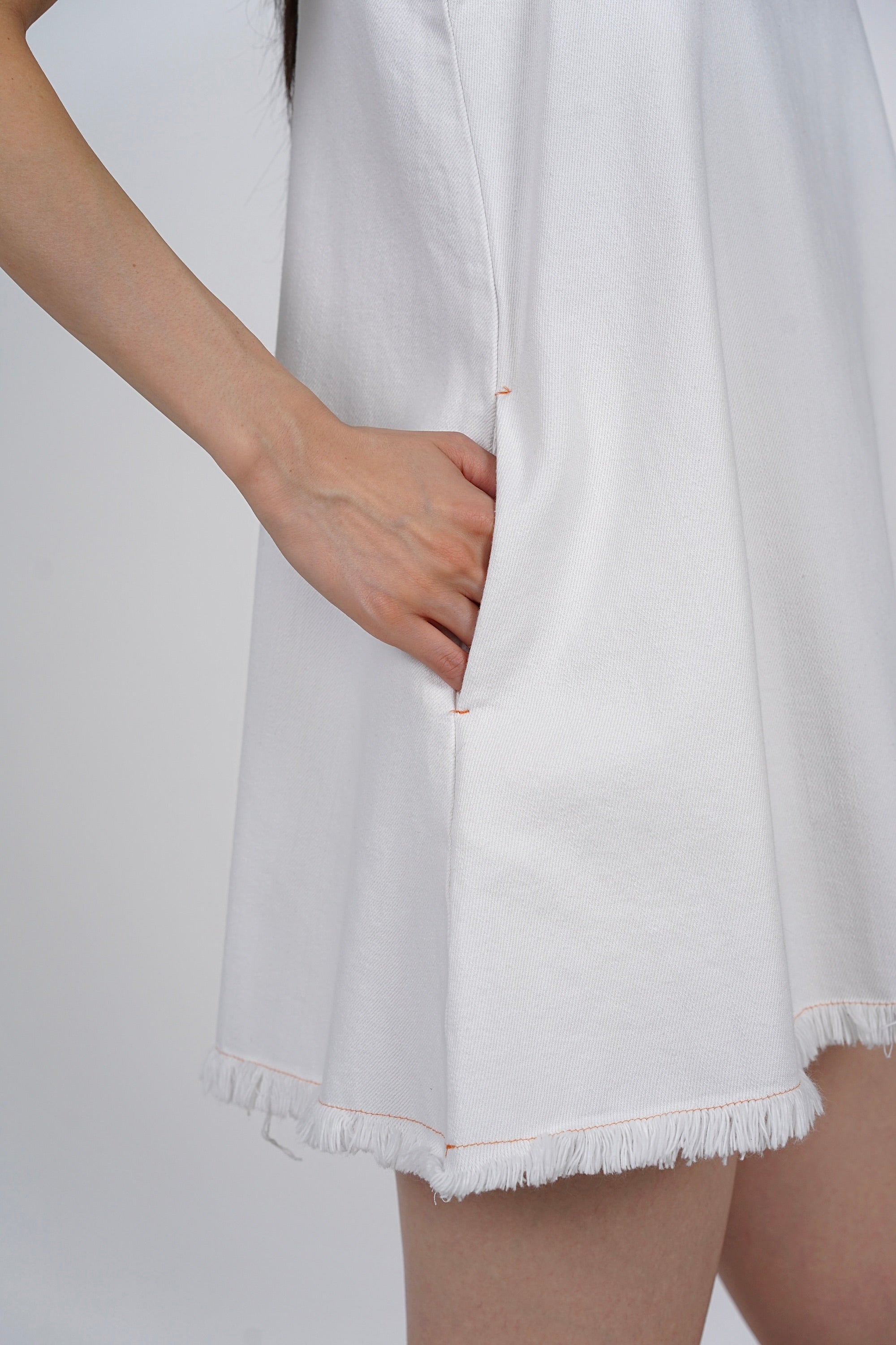 Sleeveless A-Line Flare Dress in Denim White