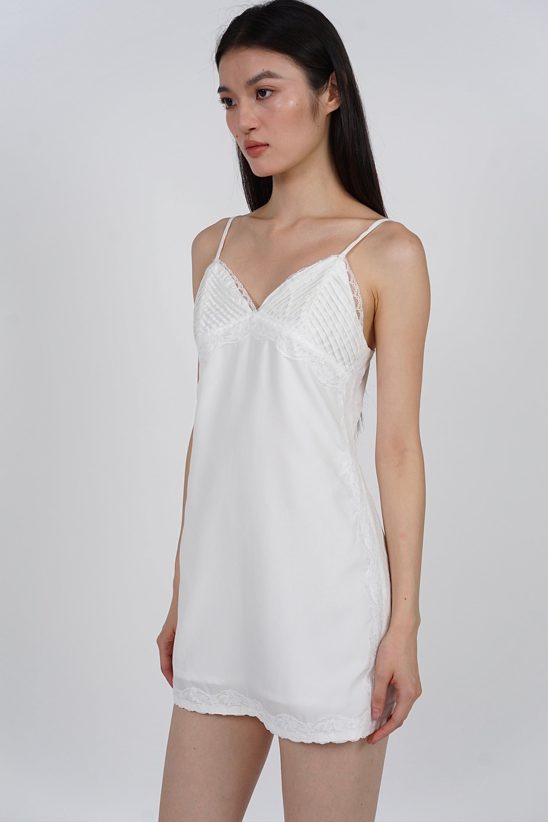 Cami Pintuck Mini Dress in White