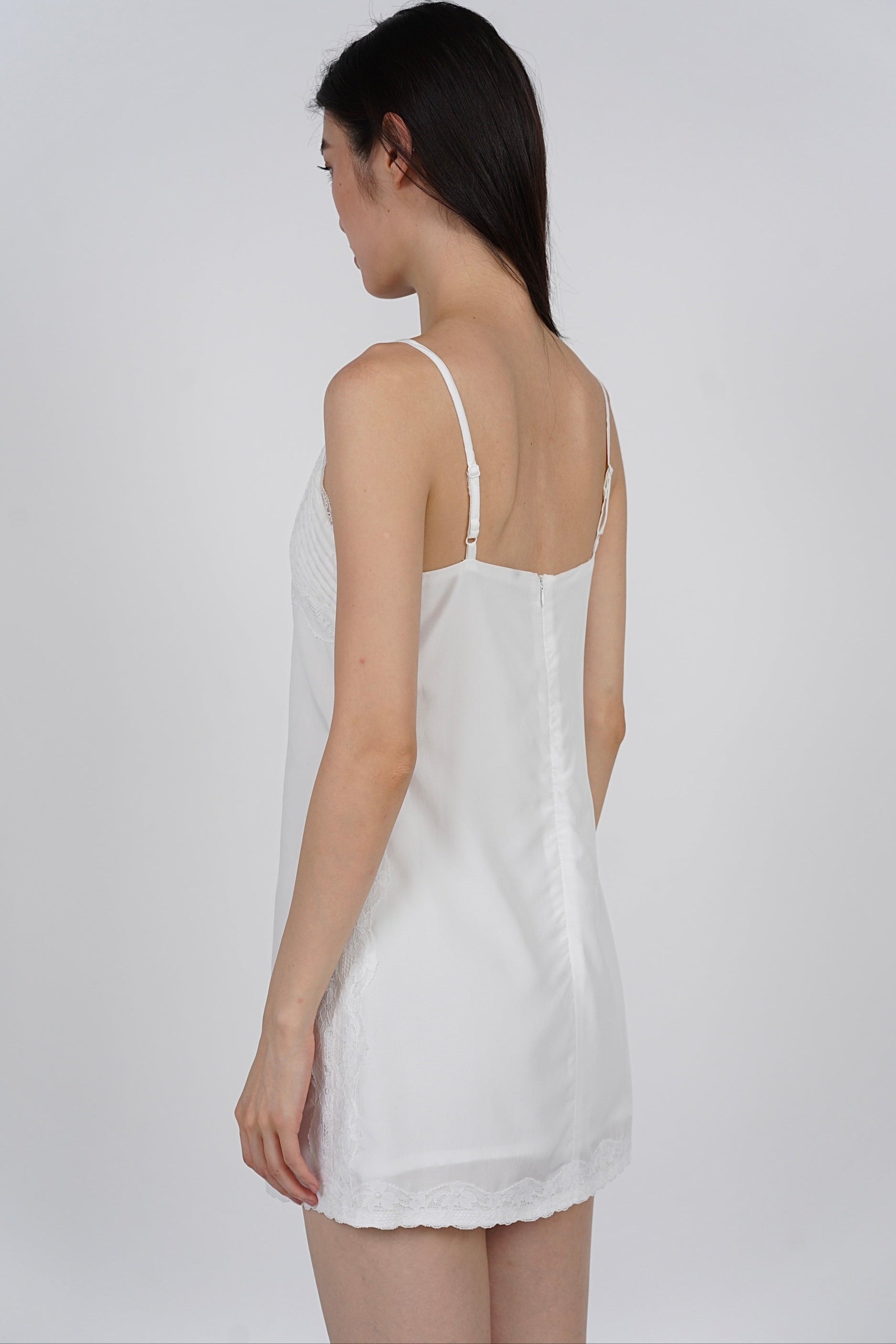 Cami Pintuck Mini Dress in White