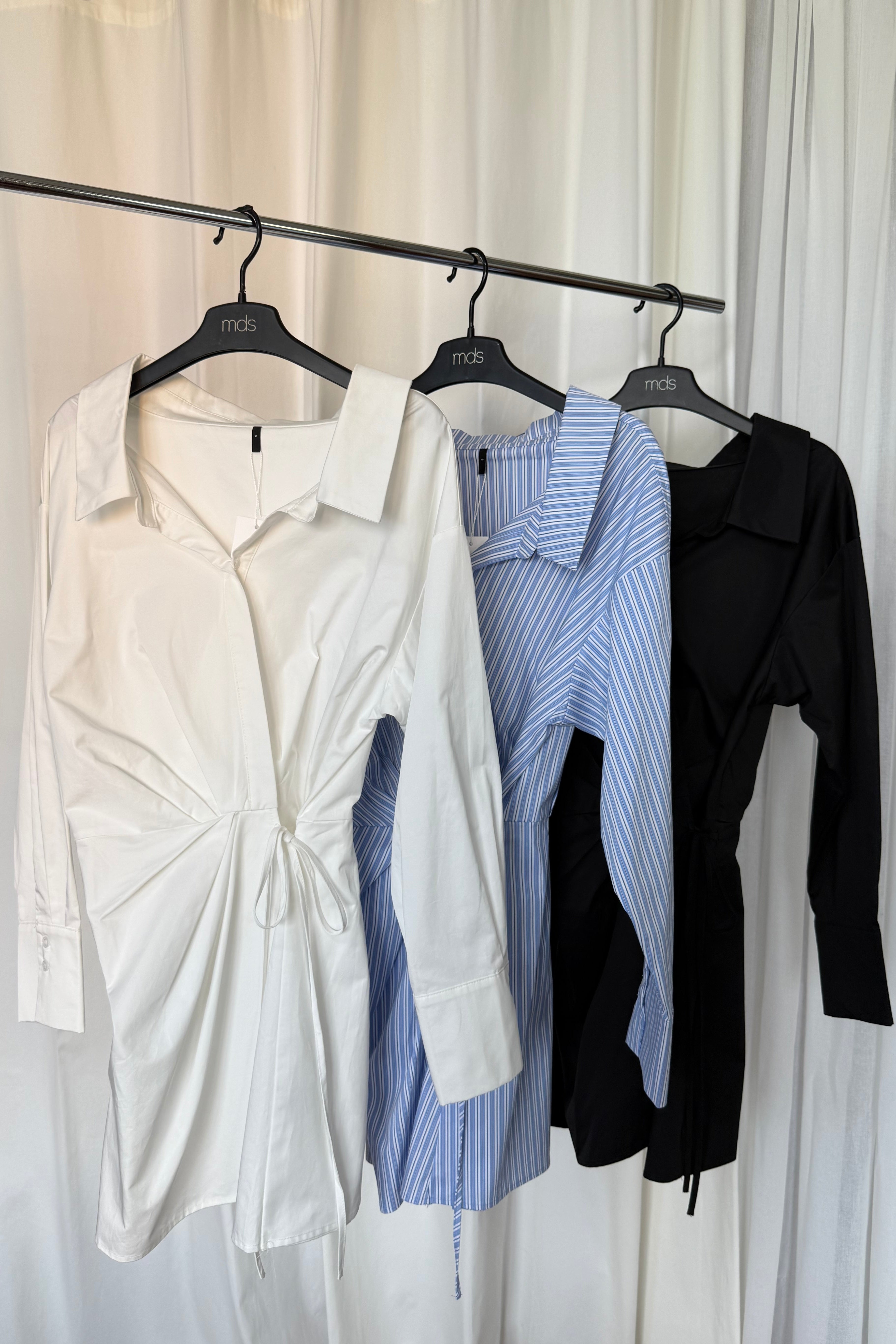 Collar Mini Wrap Dress in White