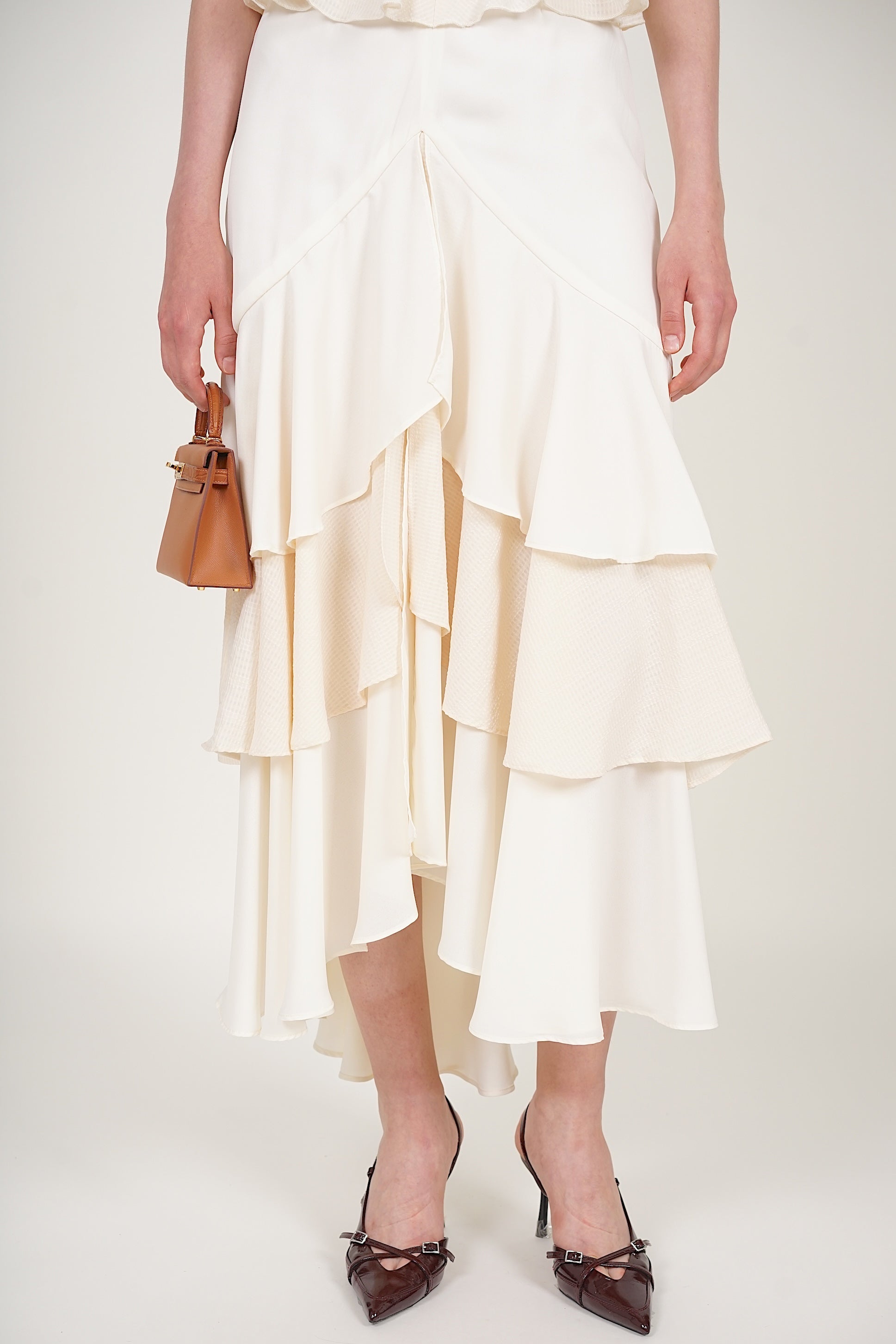 Frilled Maxi Dress in Ecru