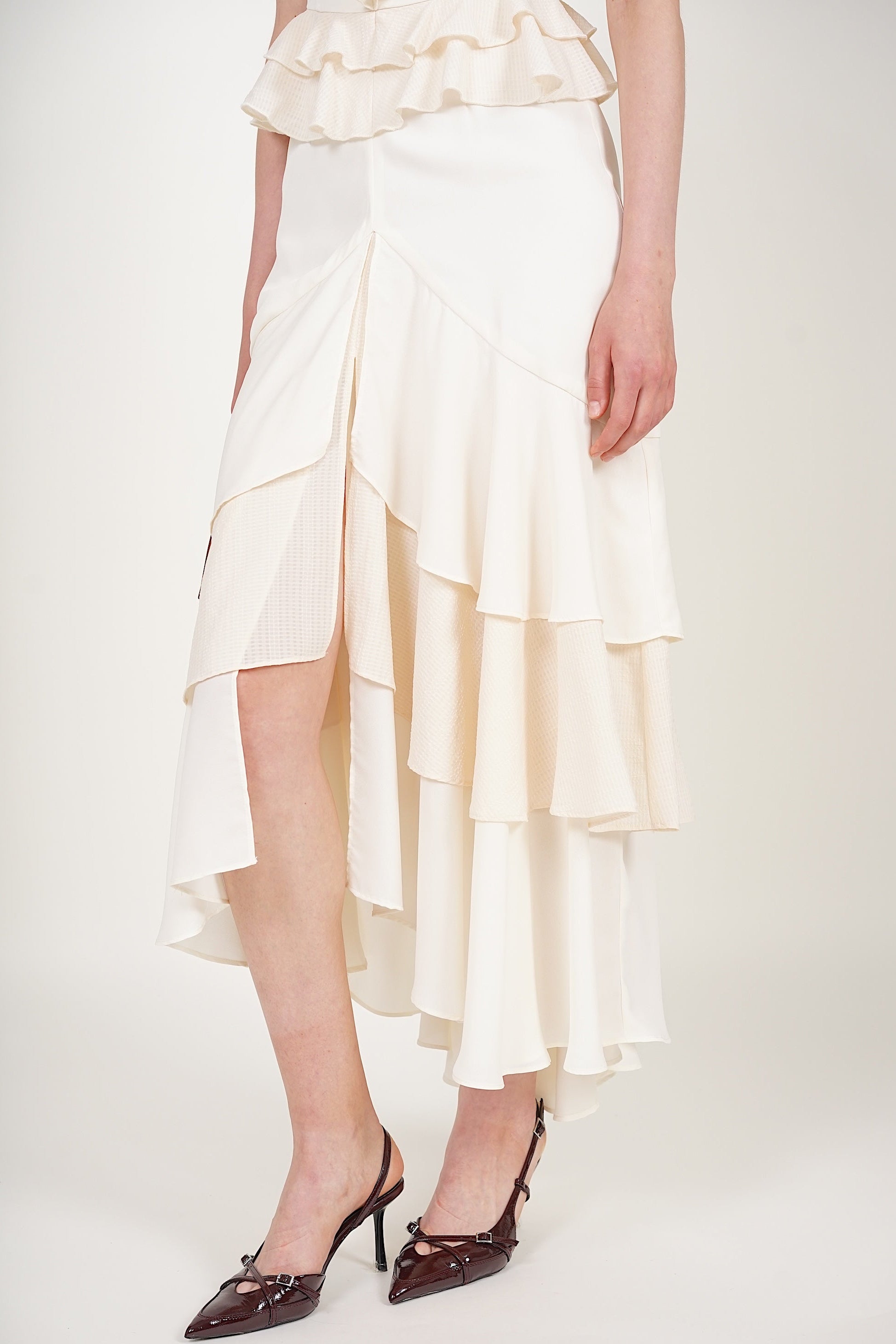 Frilled Maxi Dress in Ecru