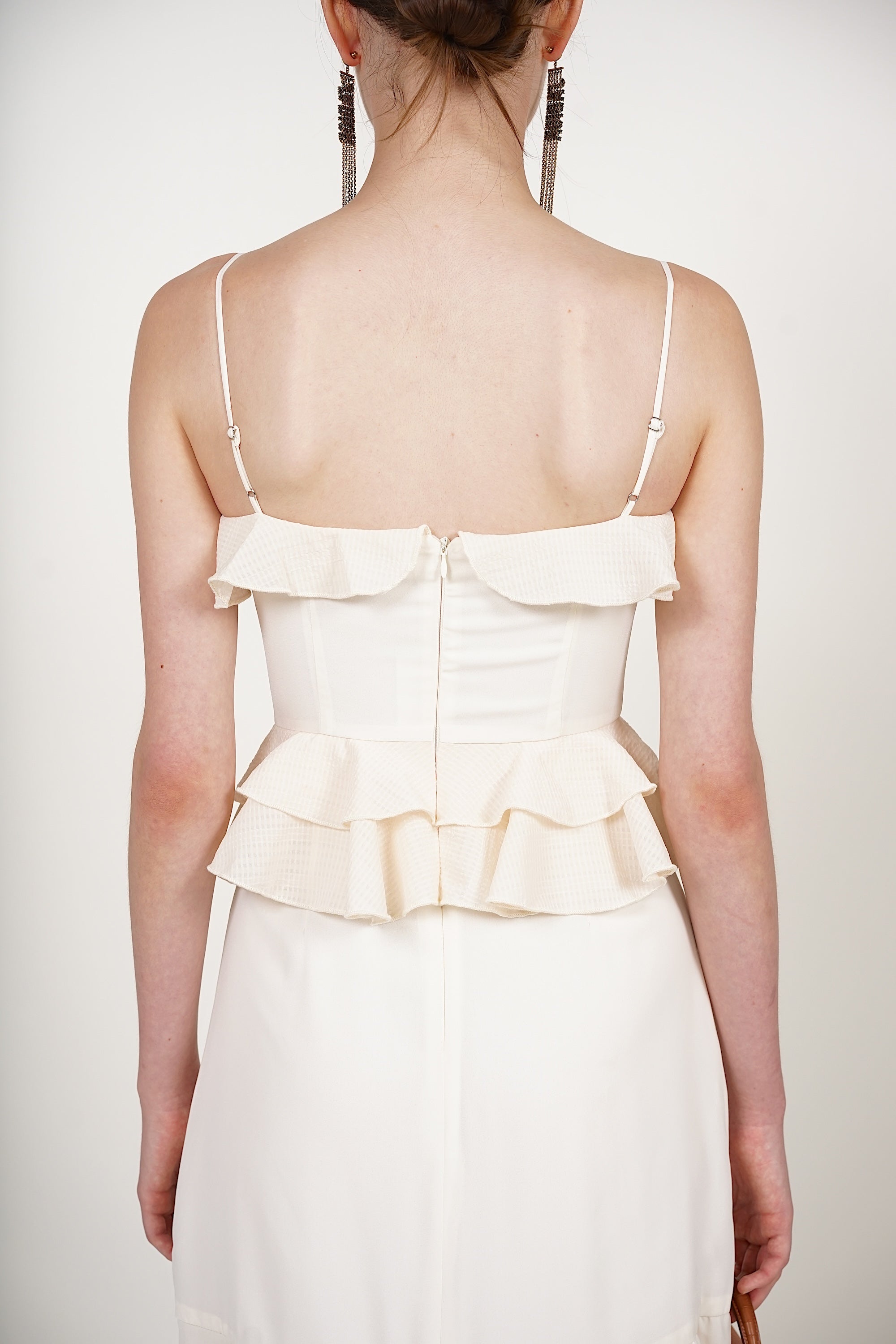 Frilled Maxi Dress in Ecru