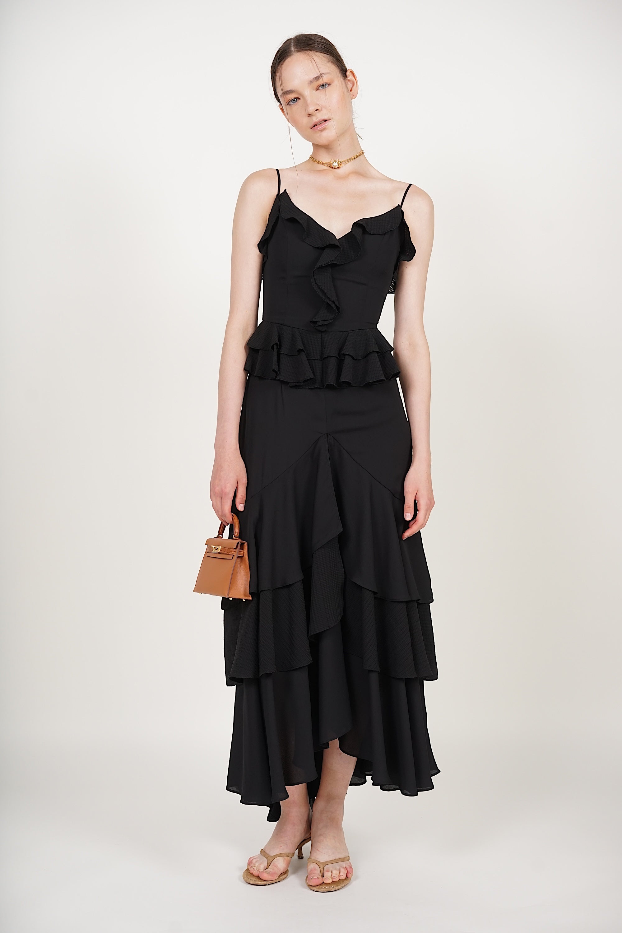 COMING SOON - Frilled Maxi Dress in Black