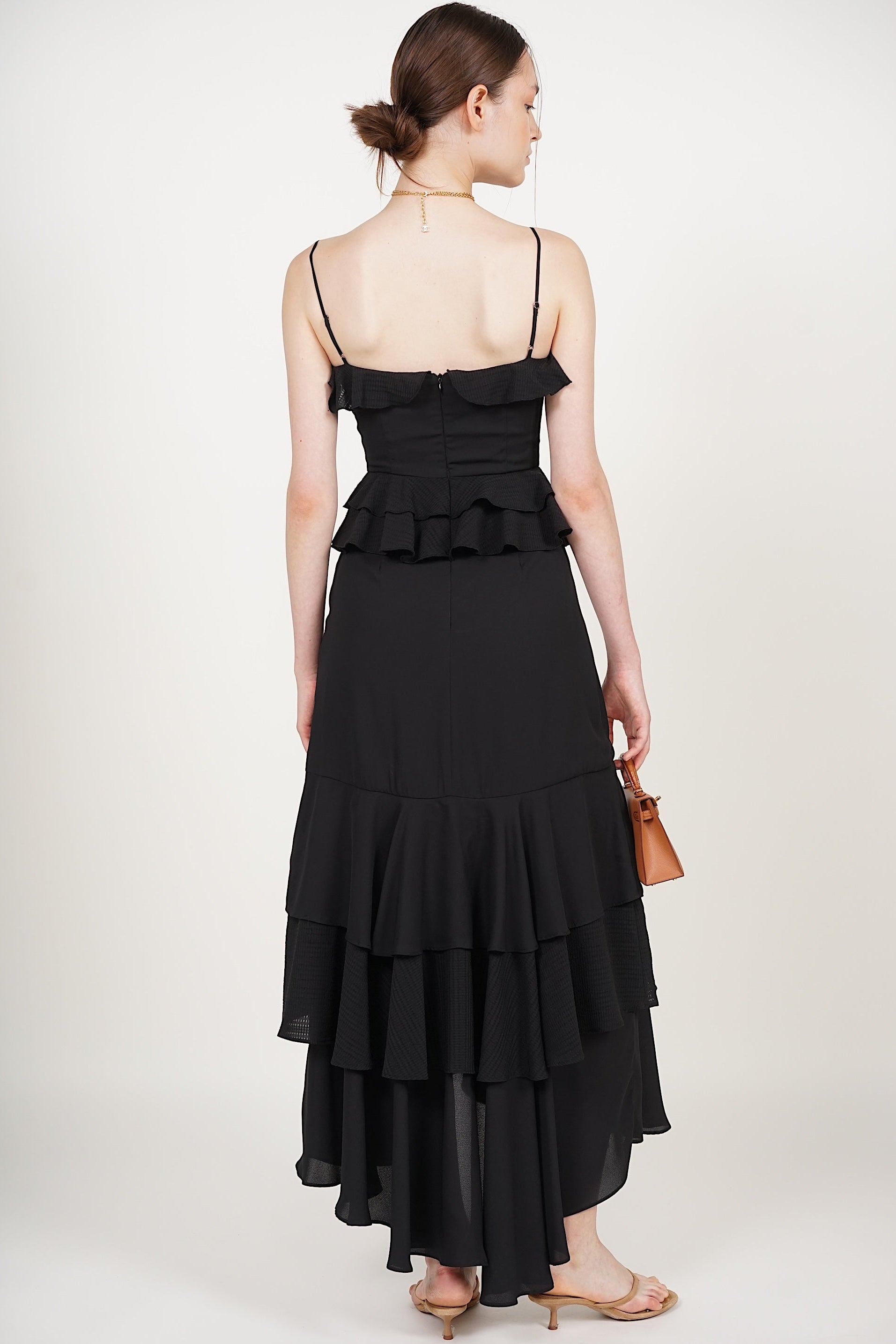 Frilled Maxi Dress in Black