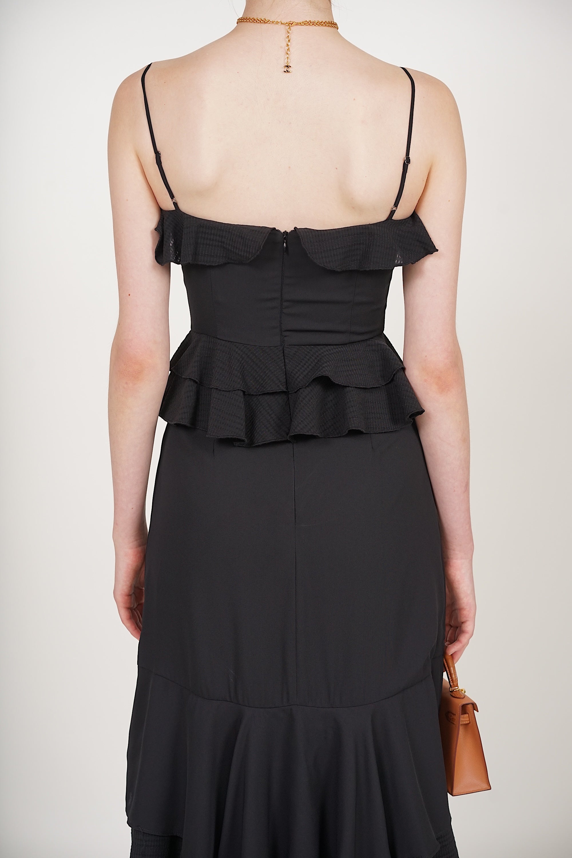 Frilled Maxi Dress in Black